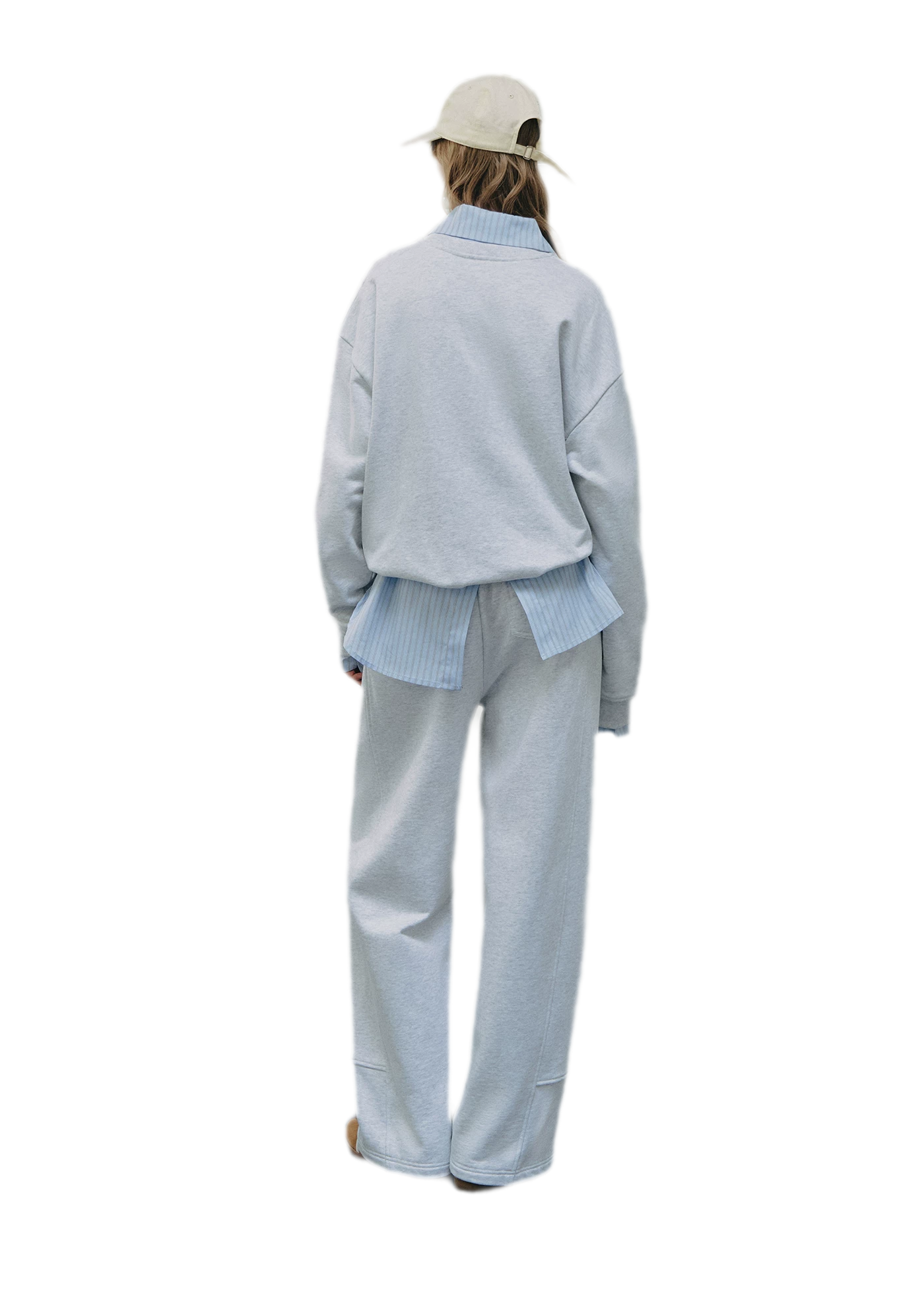 Cotton Curved Wide-Leg Pants