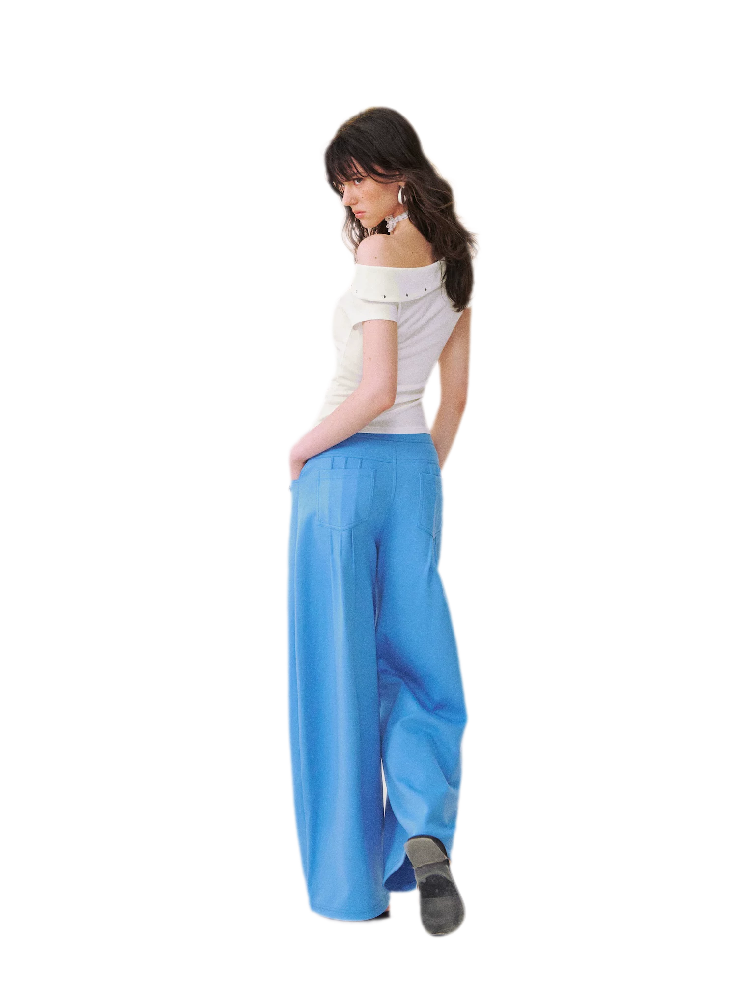 Asymmetric Off-Shoulder Tee Pants Set