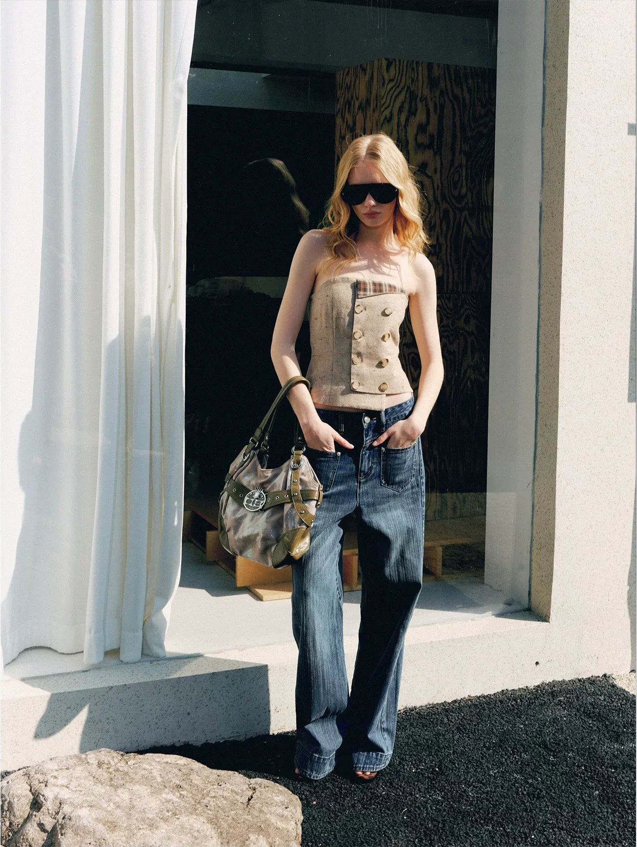 Plaid Bustier Top