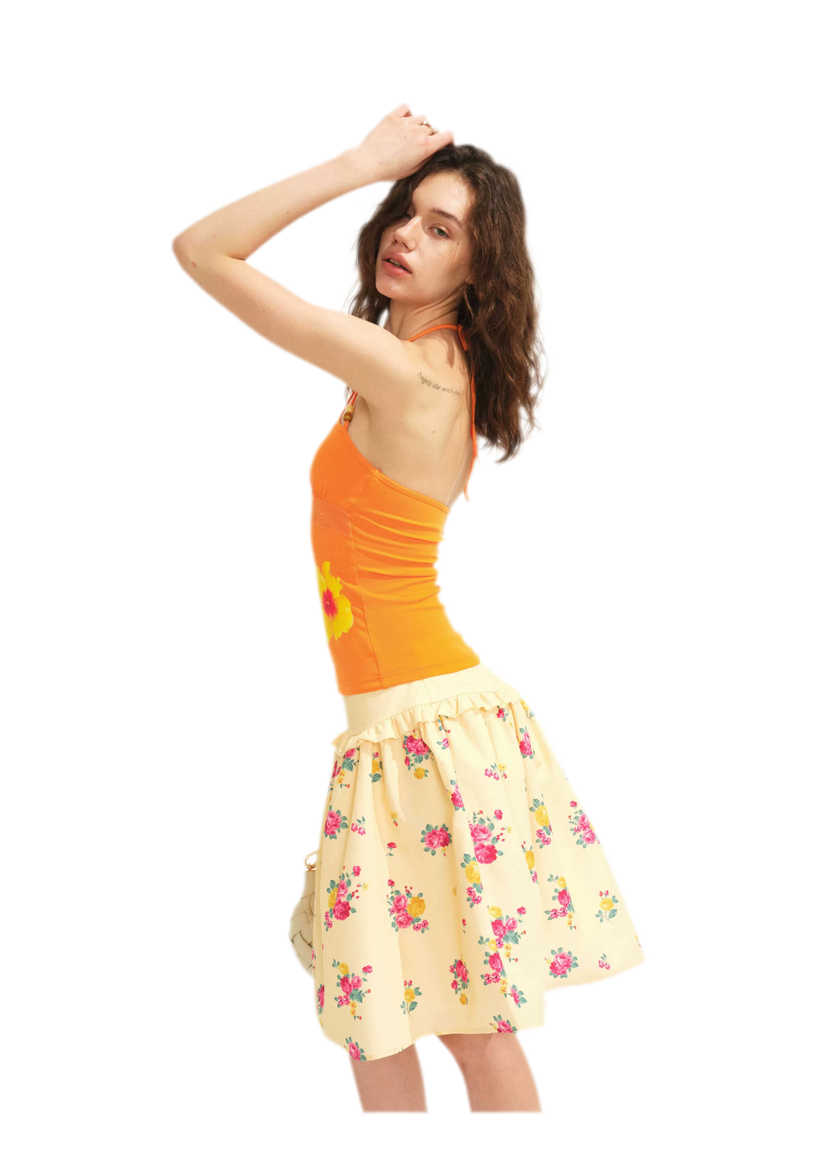 Beaded Floral Halter Tank Top
