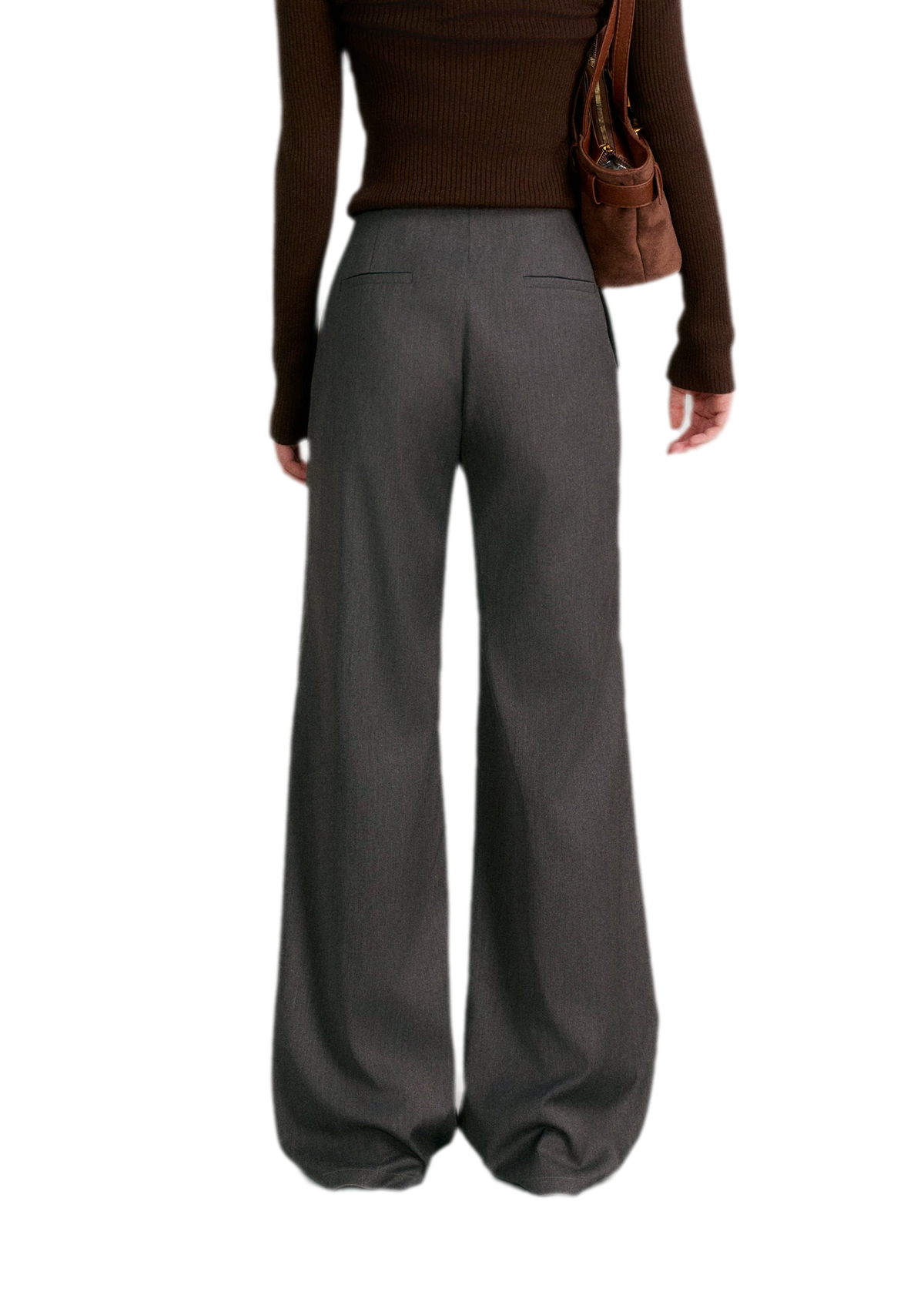 Misty Gray Bow Wide-Leg Pants