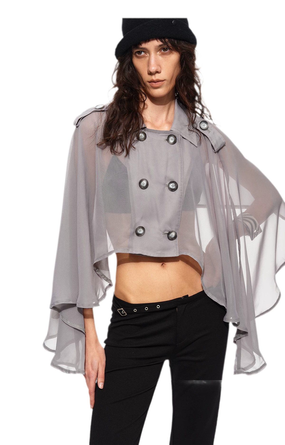 Sheer Trench Cape Top