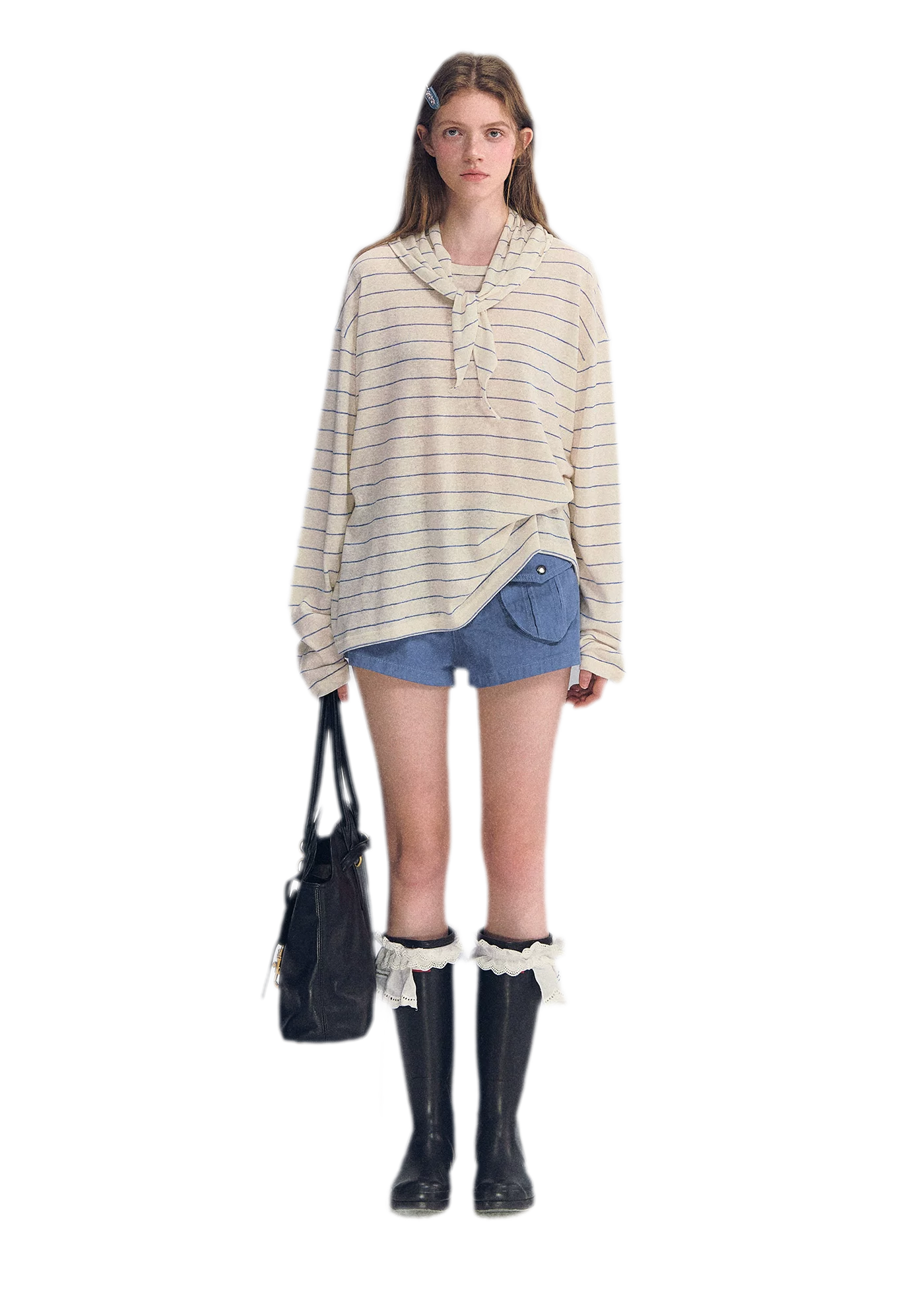 Striped Rhinestone Cotton Tee