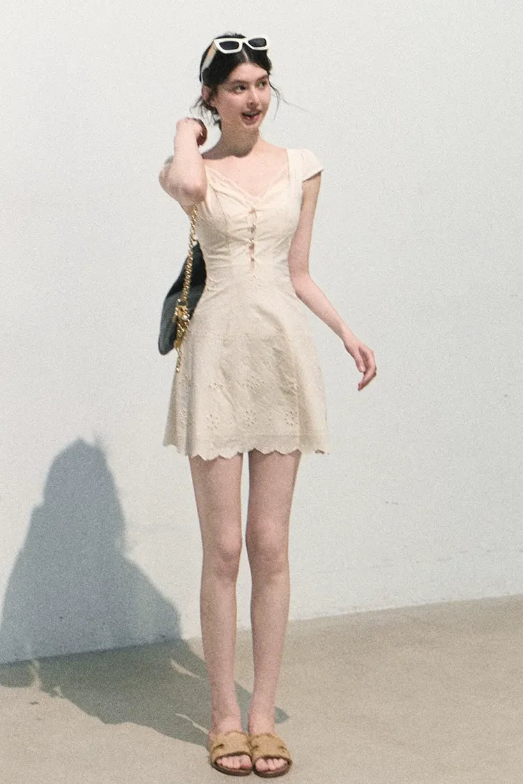 Broderie Lace Midi Dress