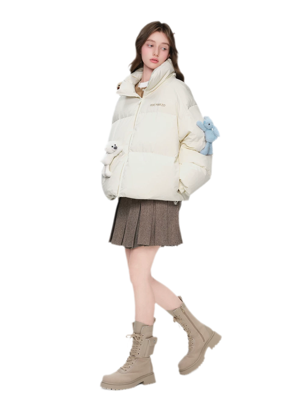 Bear Embroidered Puffer Down Jacket