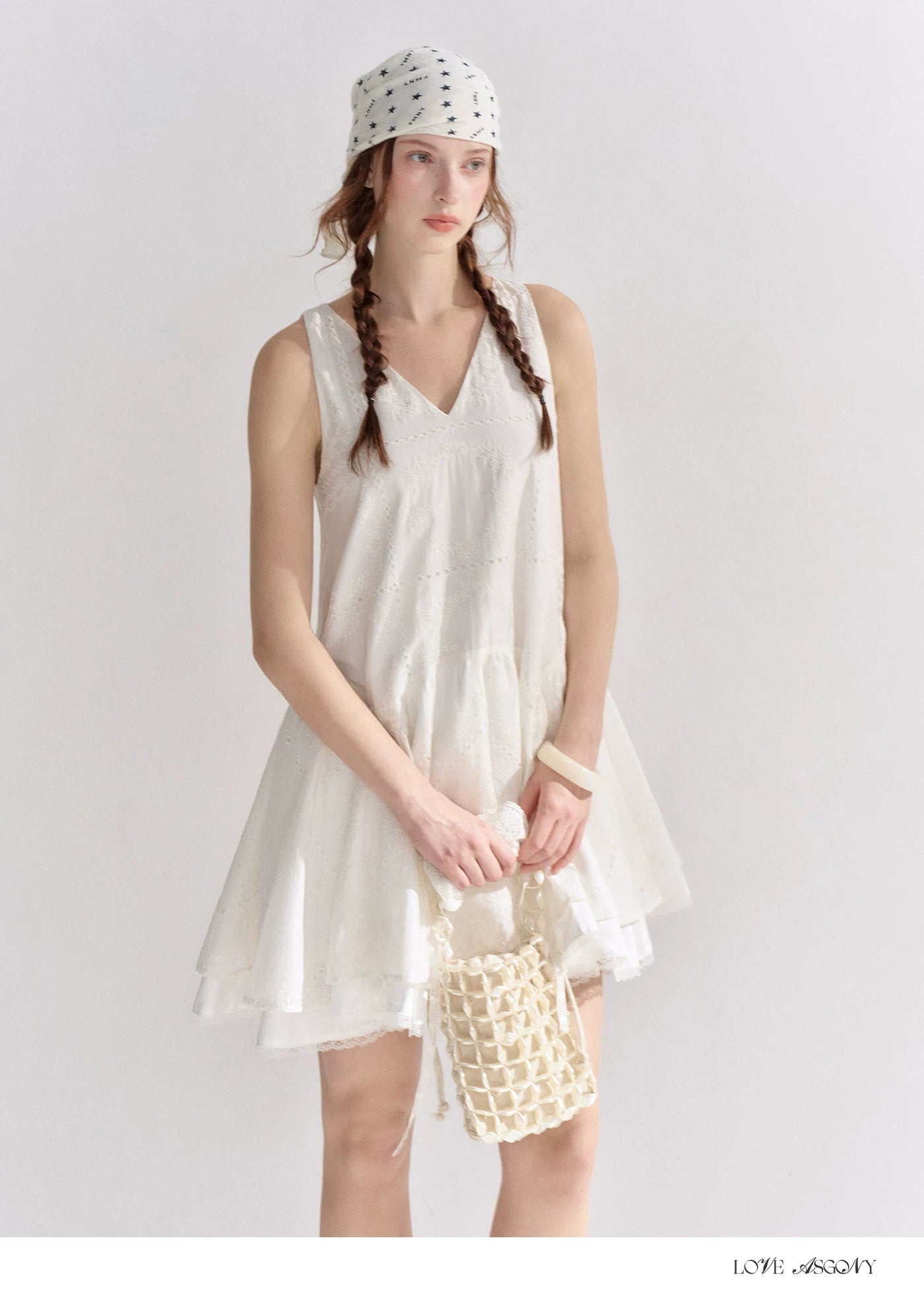Soft White Embroidered Sleeveless Dress
