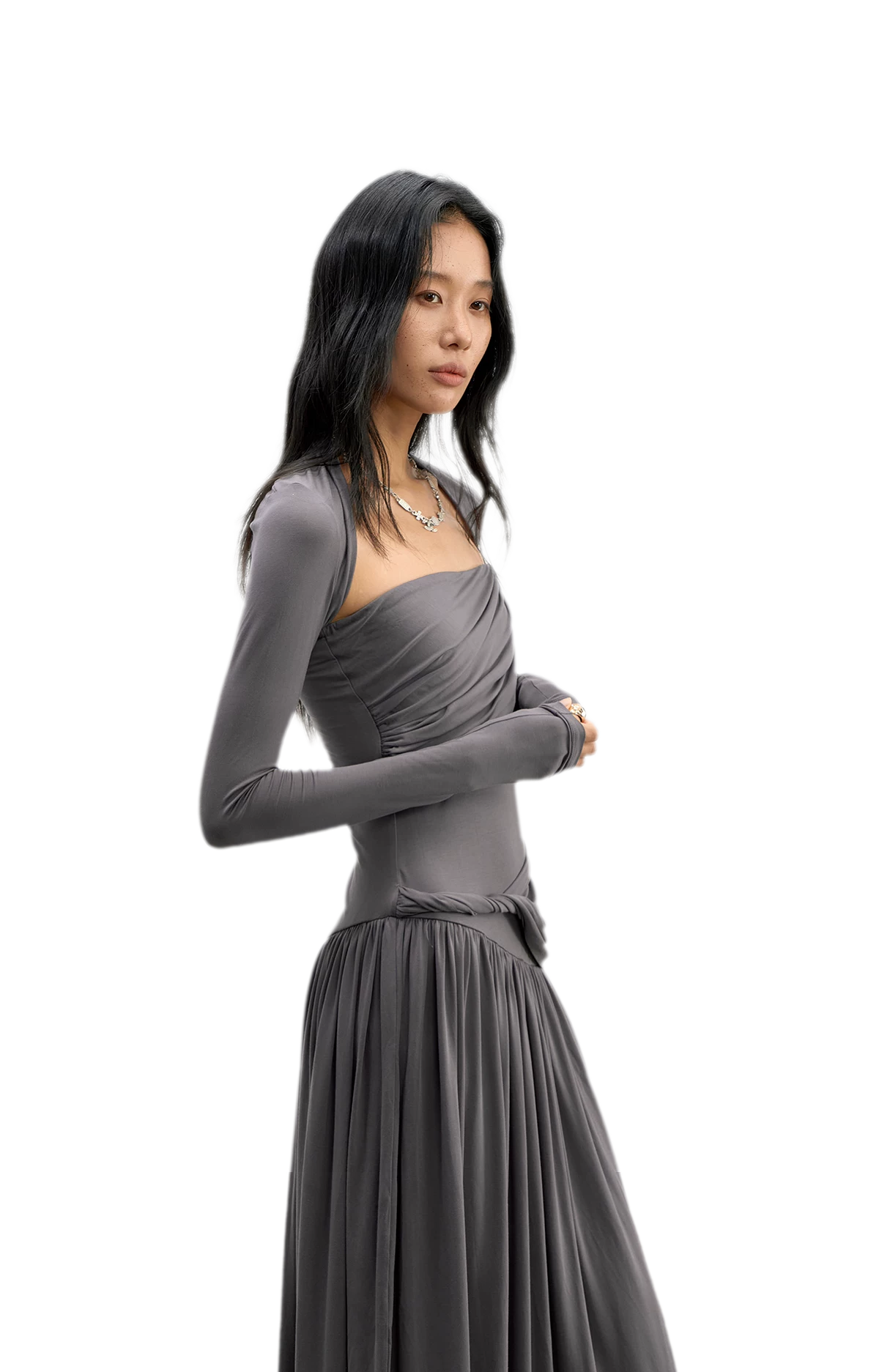 Twist Bandeau A-Line Maxi Dress