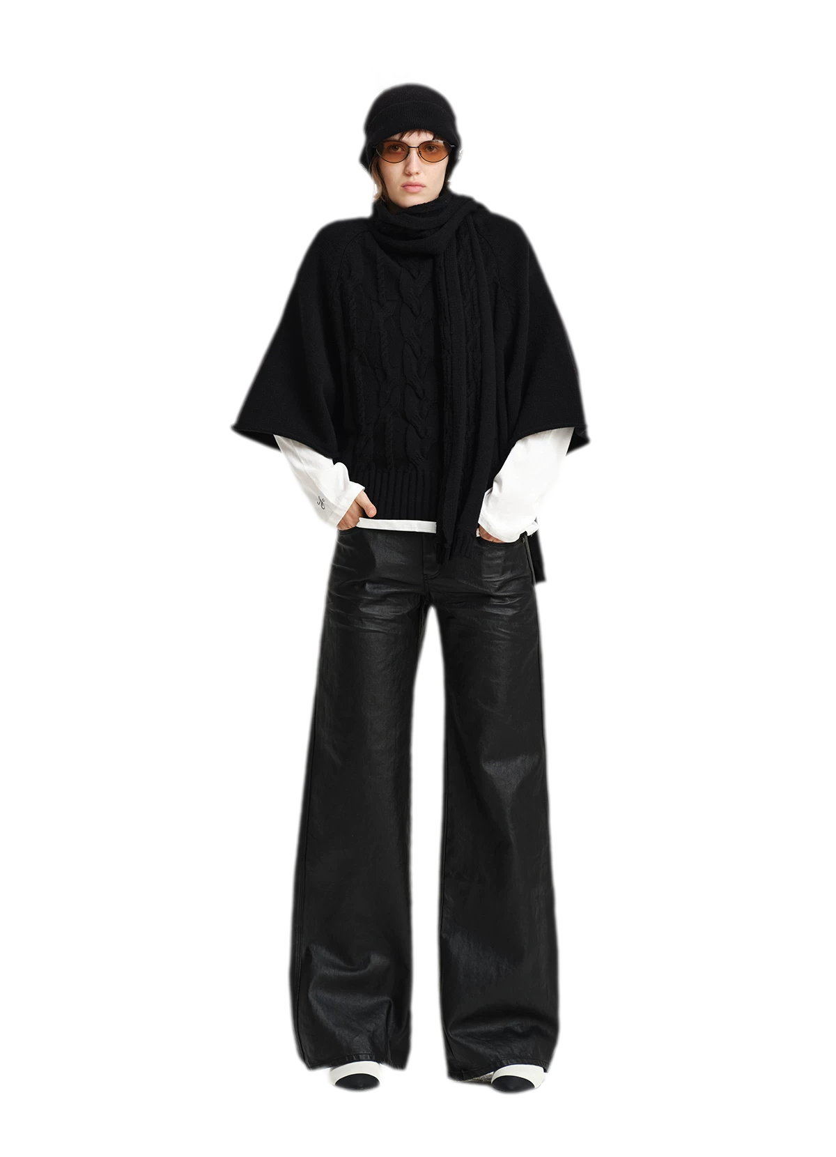 Kabelstrick-Cape-Pullover