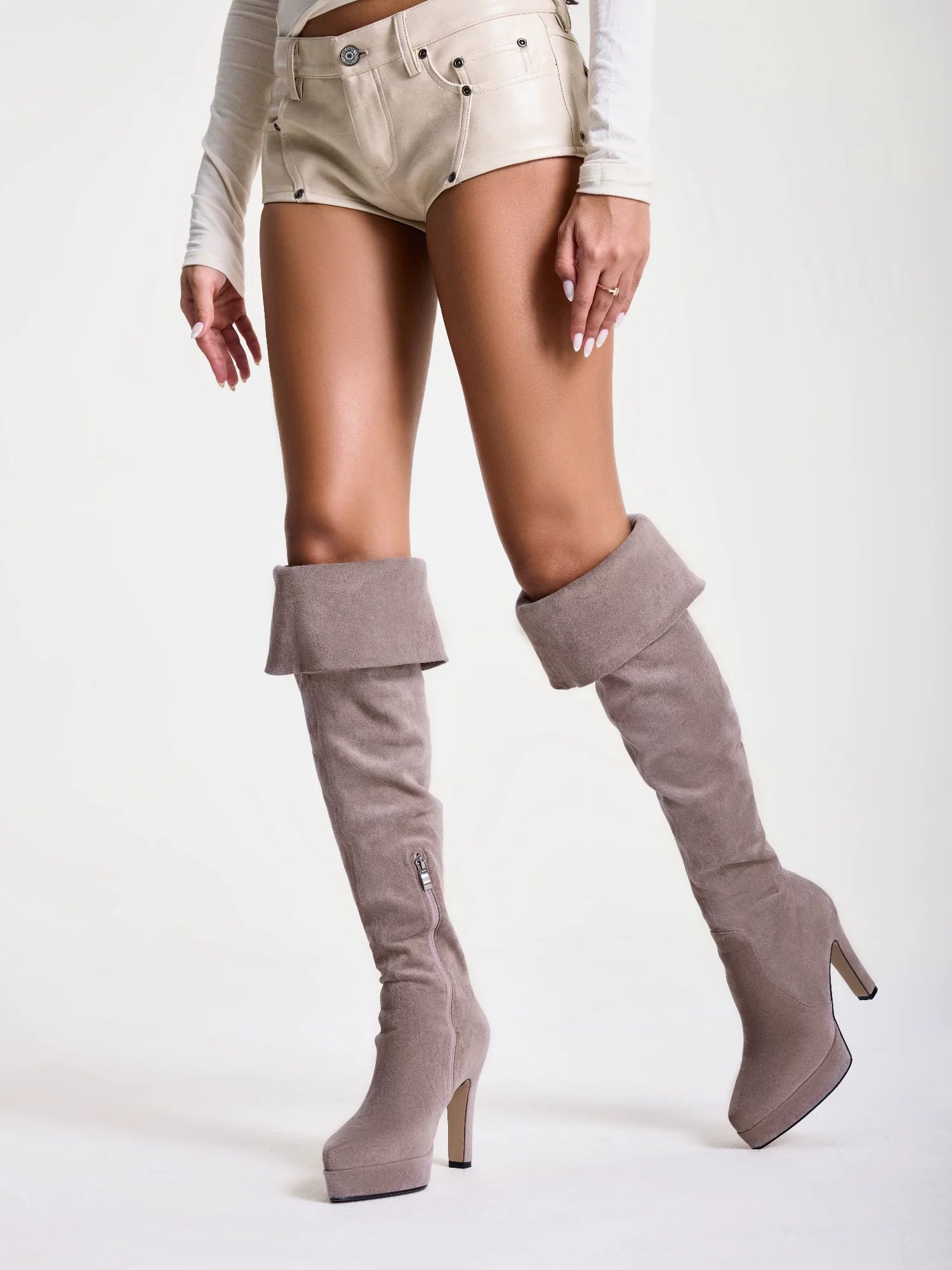Suede Slouchy Over-Knee Boots