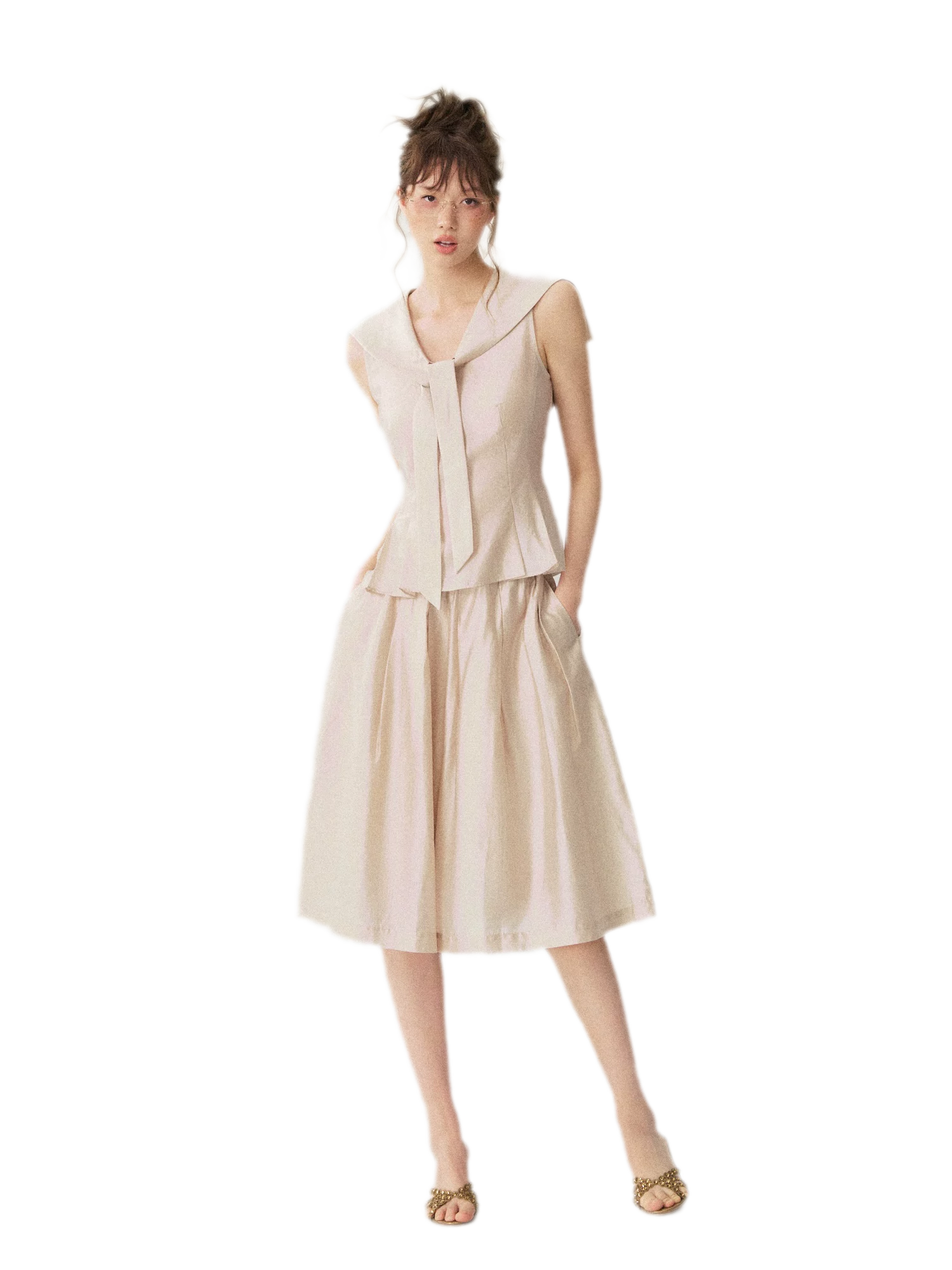 Sailor Collar Blouse Culottes