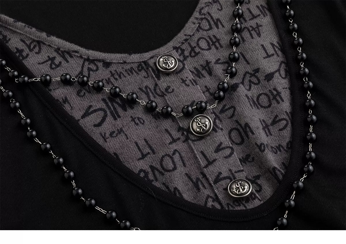 Punk Beaded Letter Tee