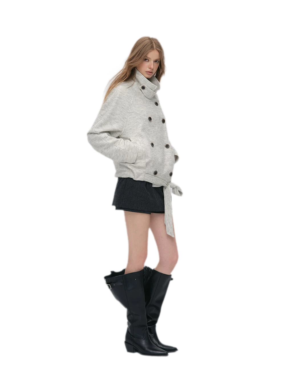 Brushed Wool Blend Short Coat
