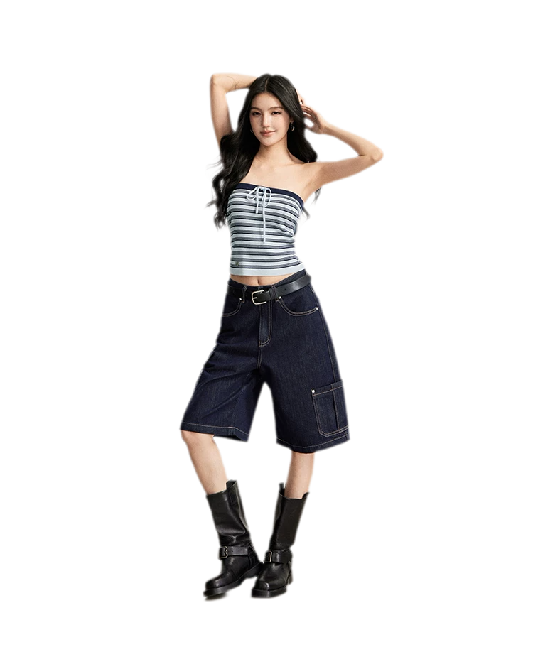 Wide-Leg Cargo Shorts