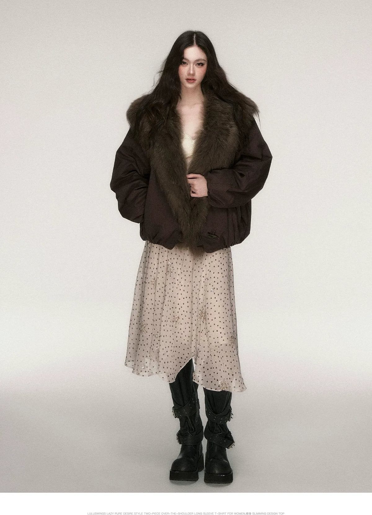 フォックスファー クロップドダウンジャケット