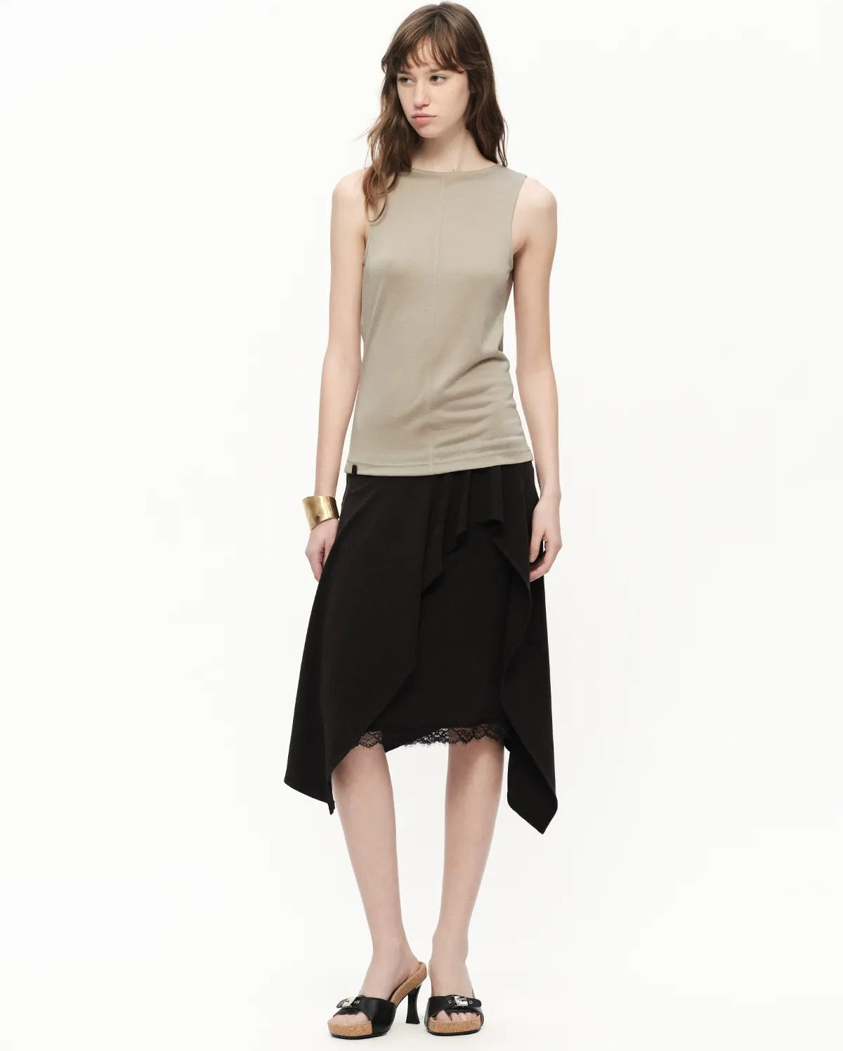 Lyocell Asymmetric Lace Skirt