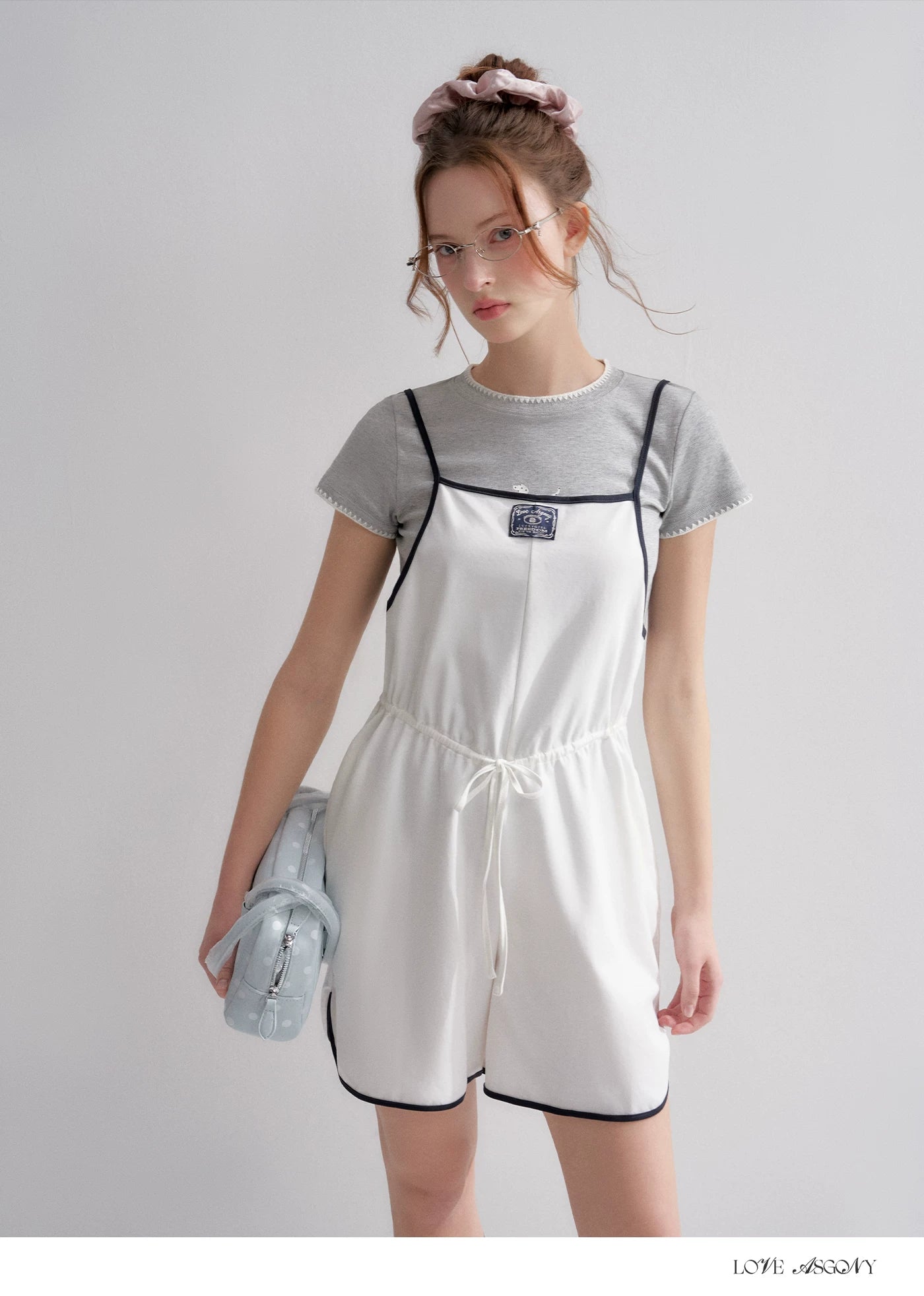 Contrast Piping Drawstring Waist Jumpsuit