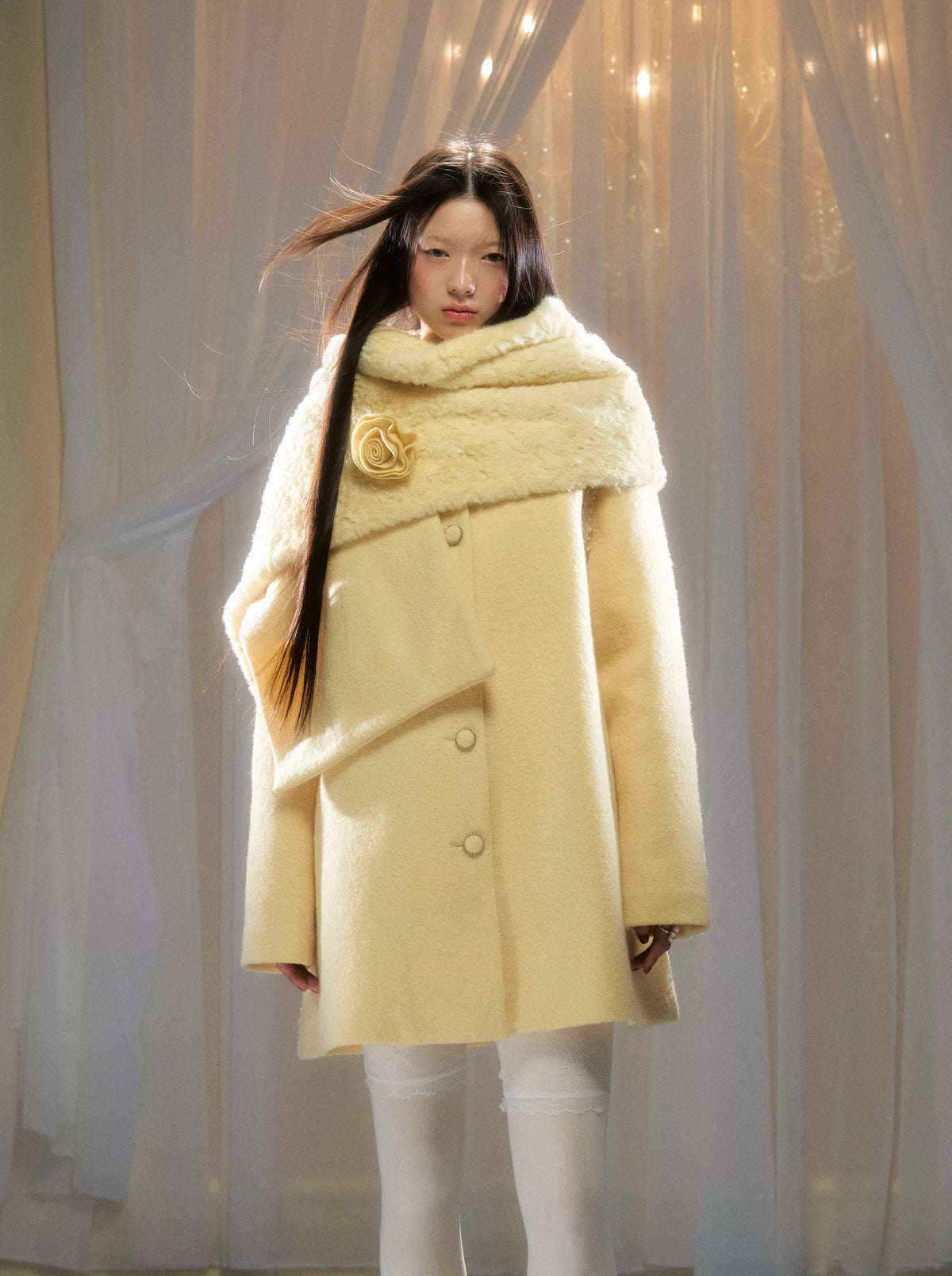 Rose Wool A-Line Coat