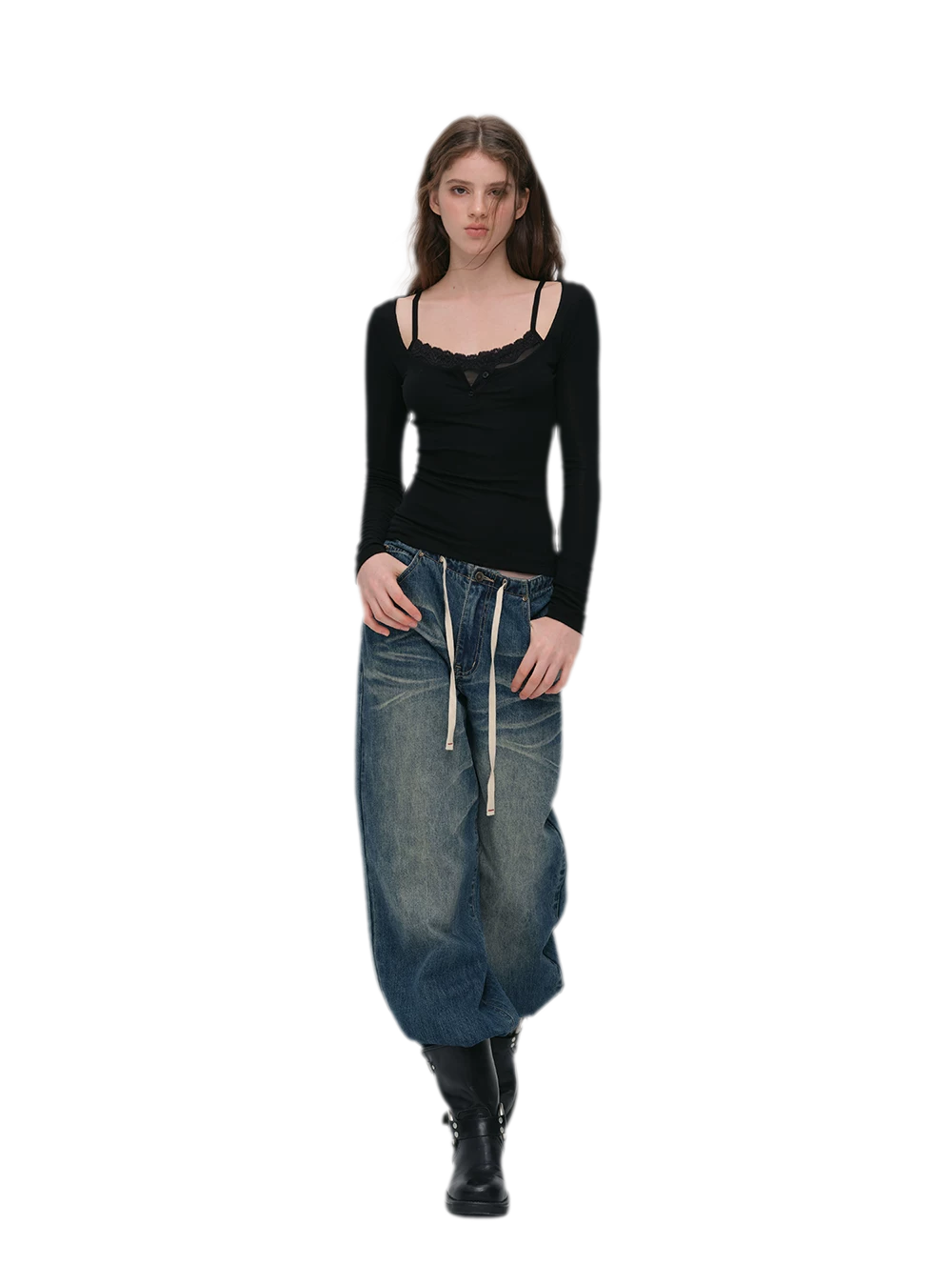 Lace Trim Fitted Top
