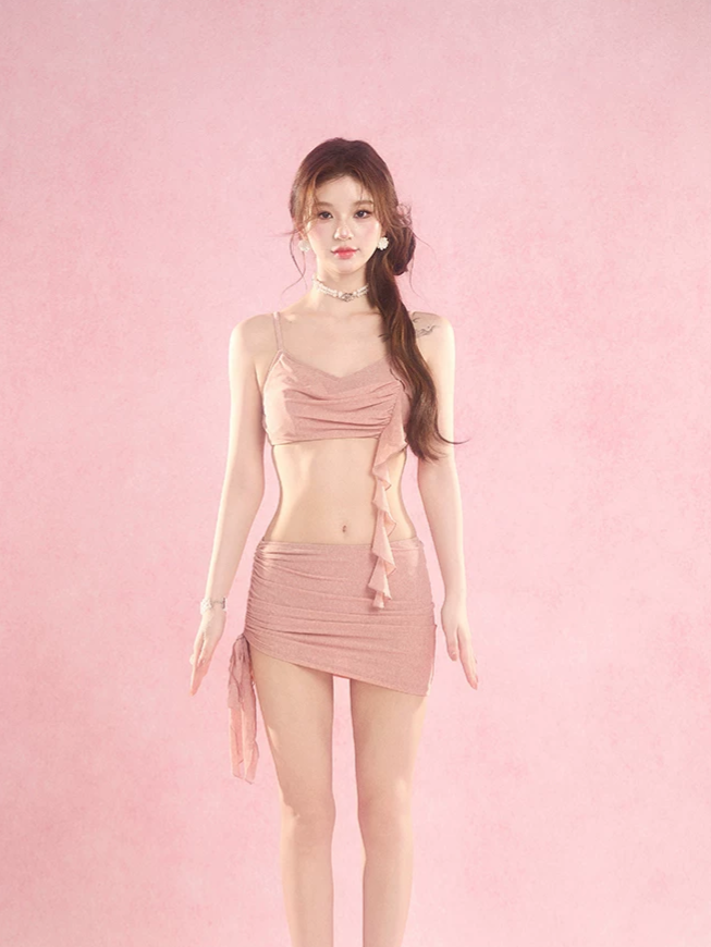 Draped Ruffle Swim Set