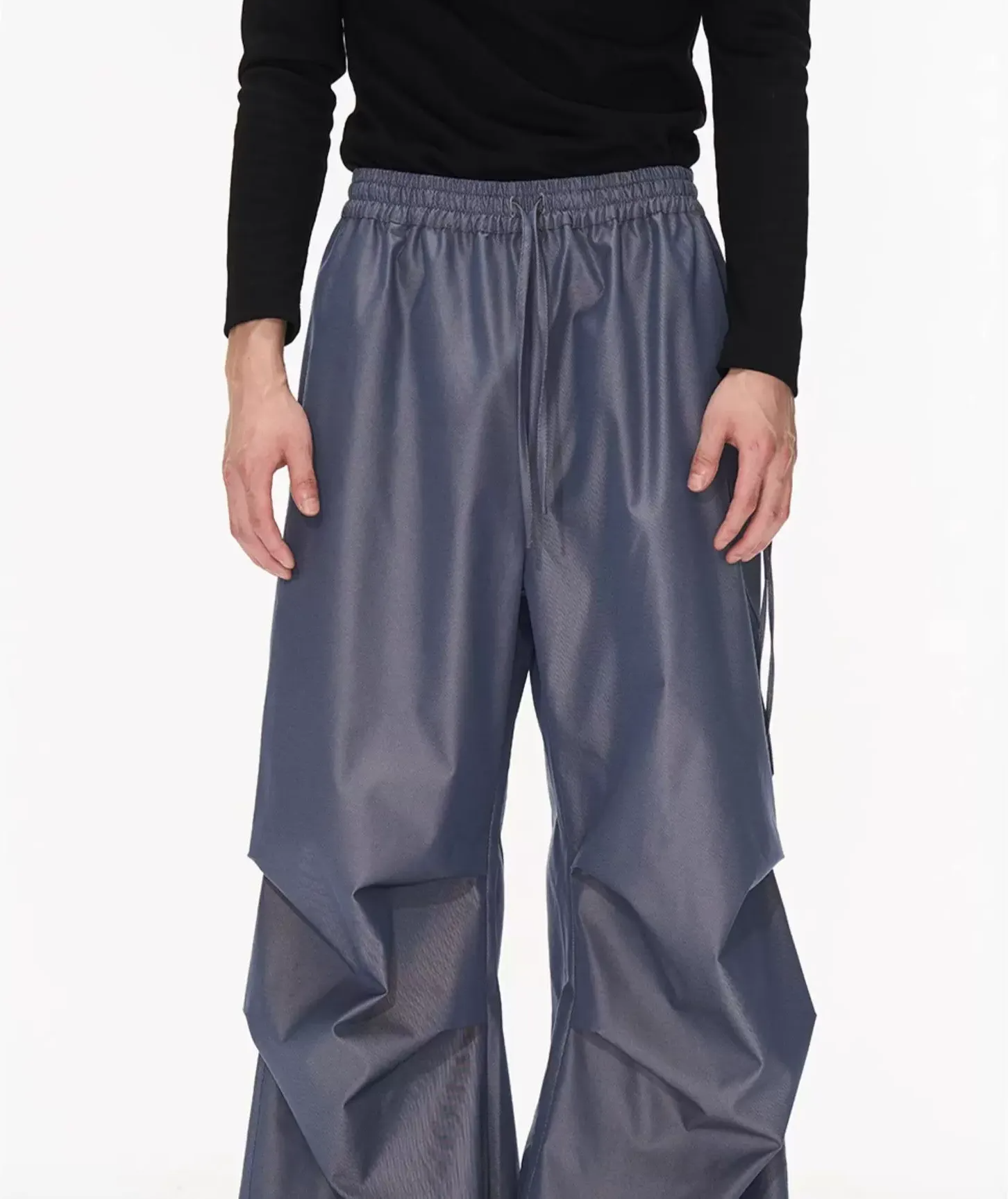 Sculptural Pleated Wide-Leg Trousers