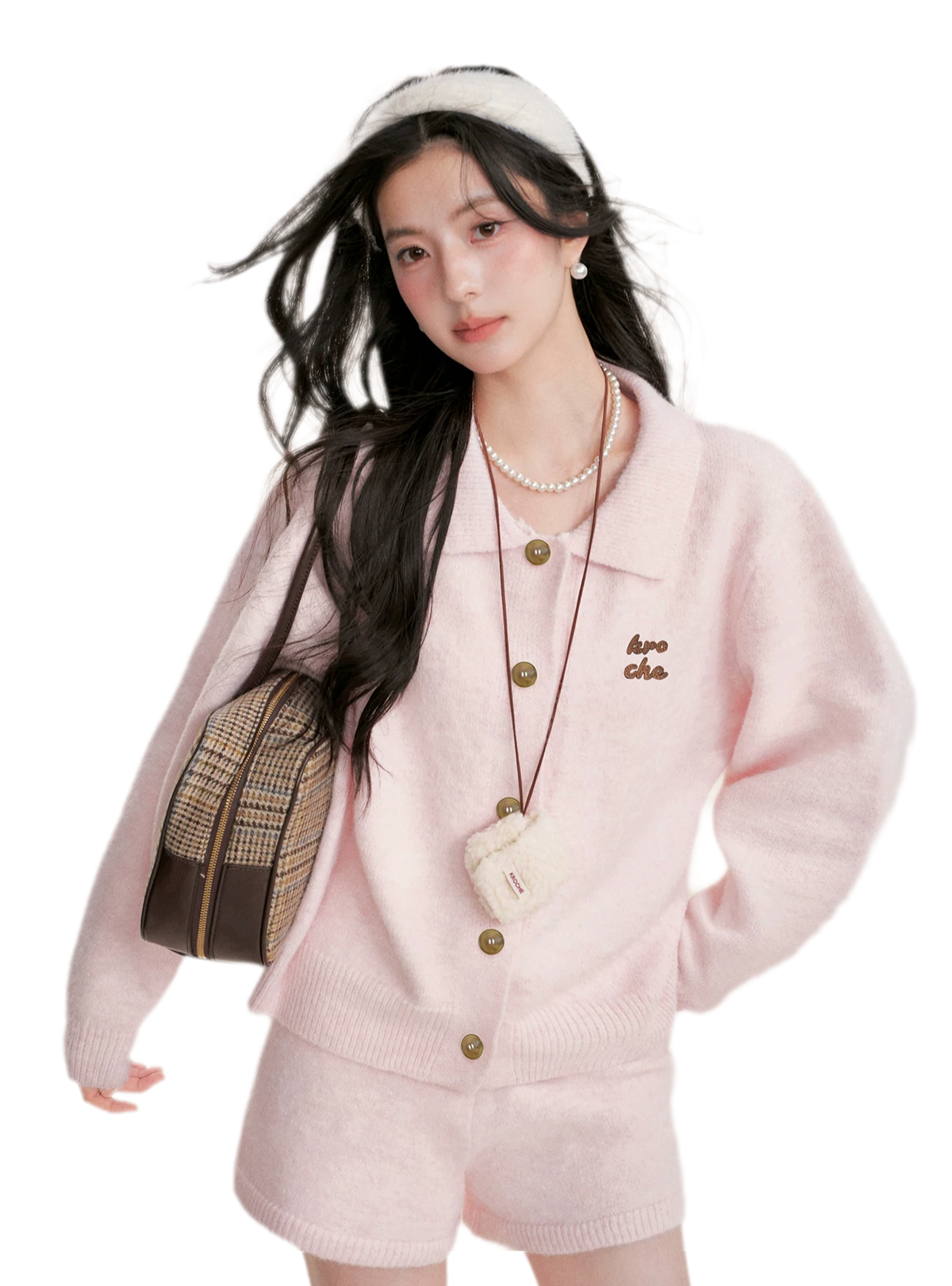 Wool Blend Collared Knit Set