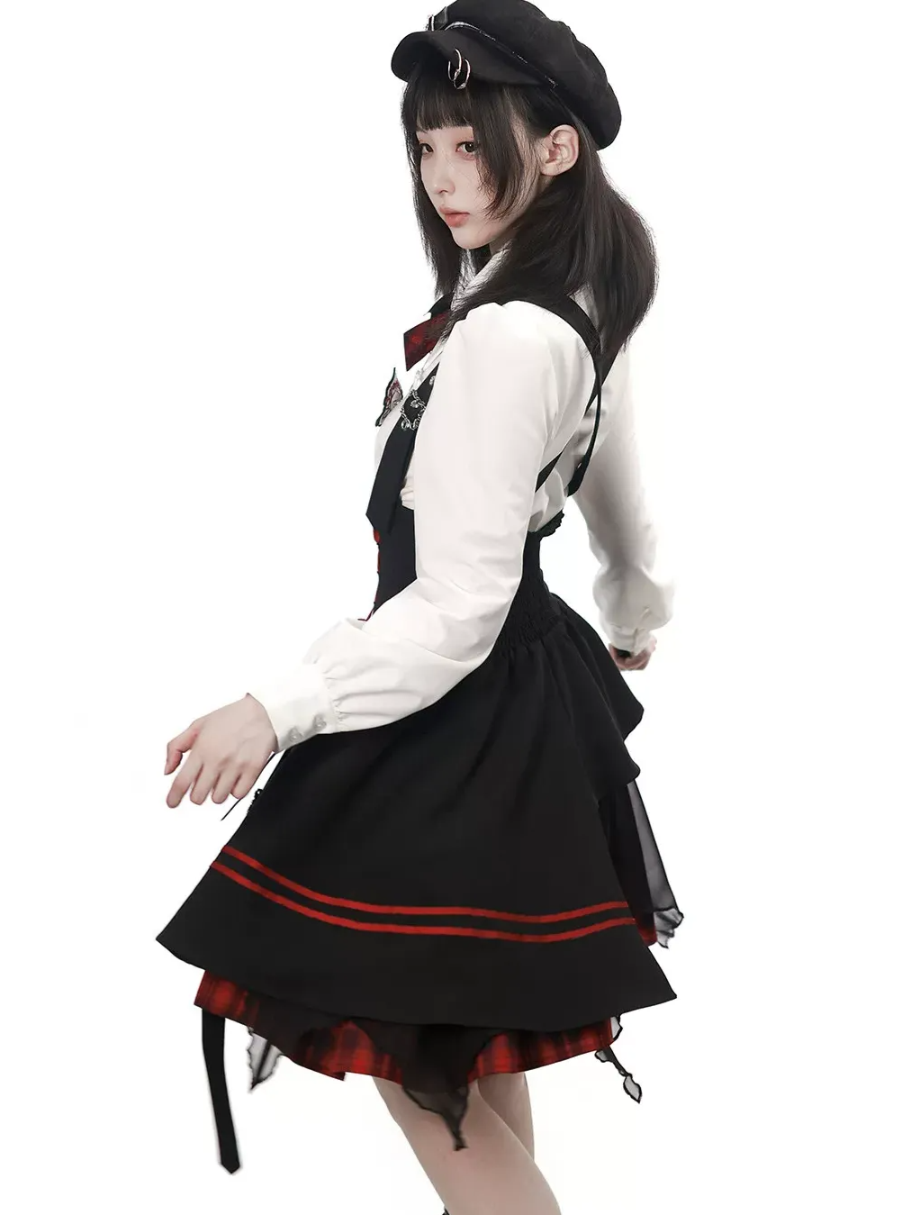 Gothic Puff-Sleeve Blouse Dress