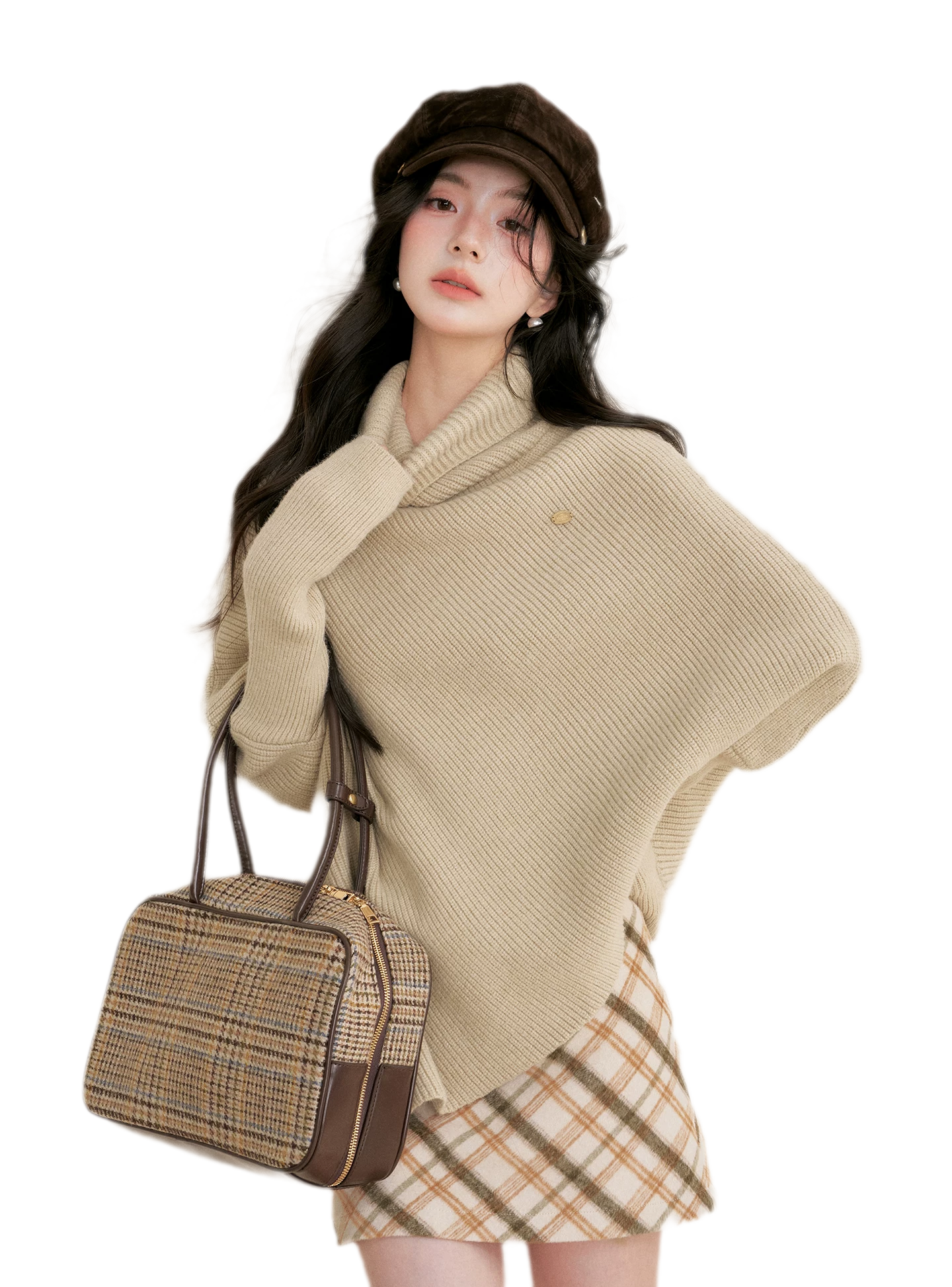 High Neck Poncho Sweater