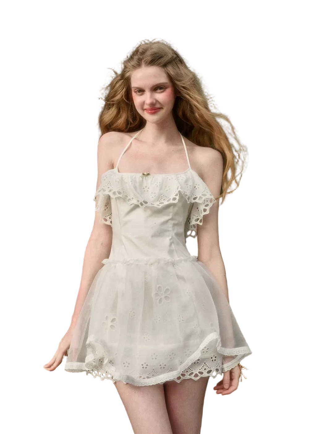 Water Embroidered Slim Camisole Dress Water Drop White / S