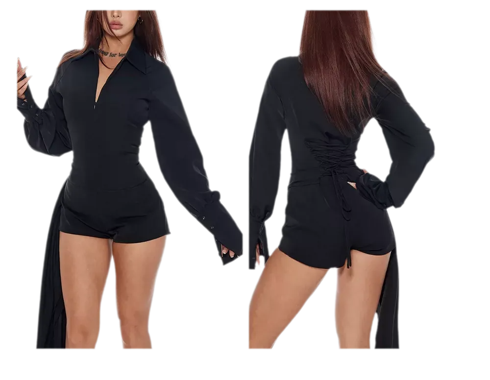 Draped Zipper Shirt Dress
