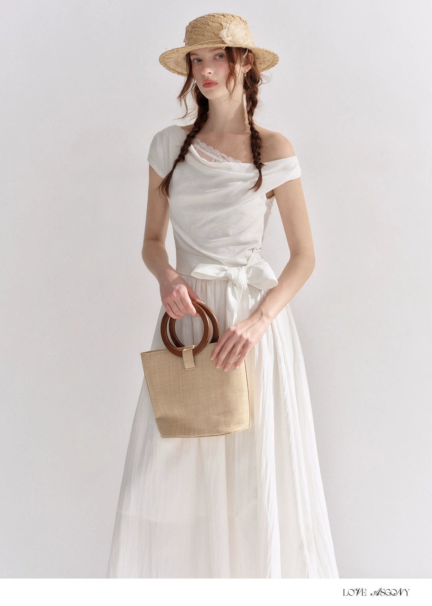 Lace-Trim Off-Shoulder Tie Dress