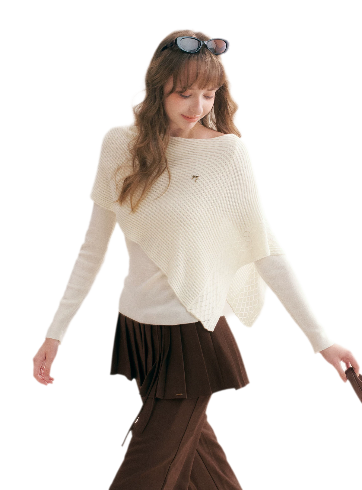 Diagonal Shawl Knit Sweater