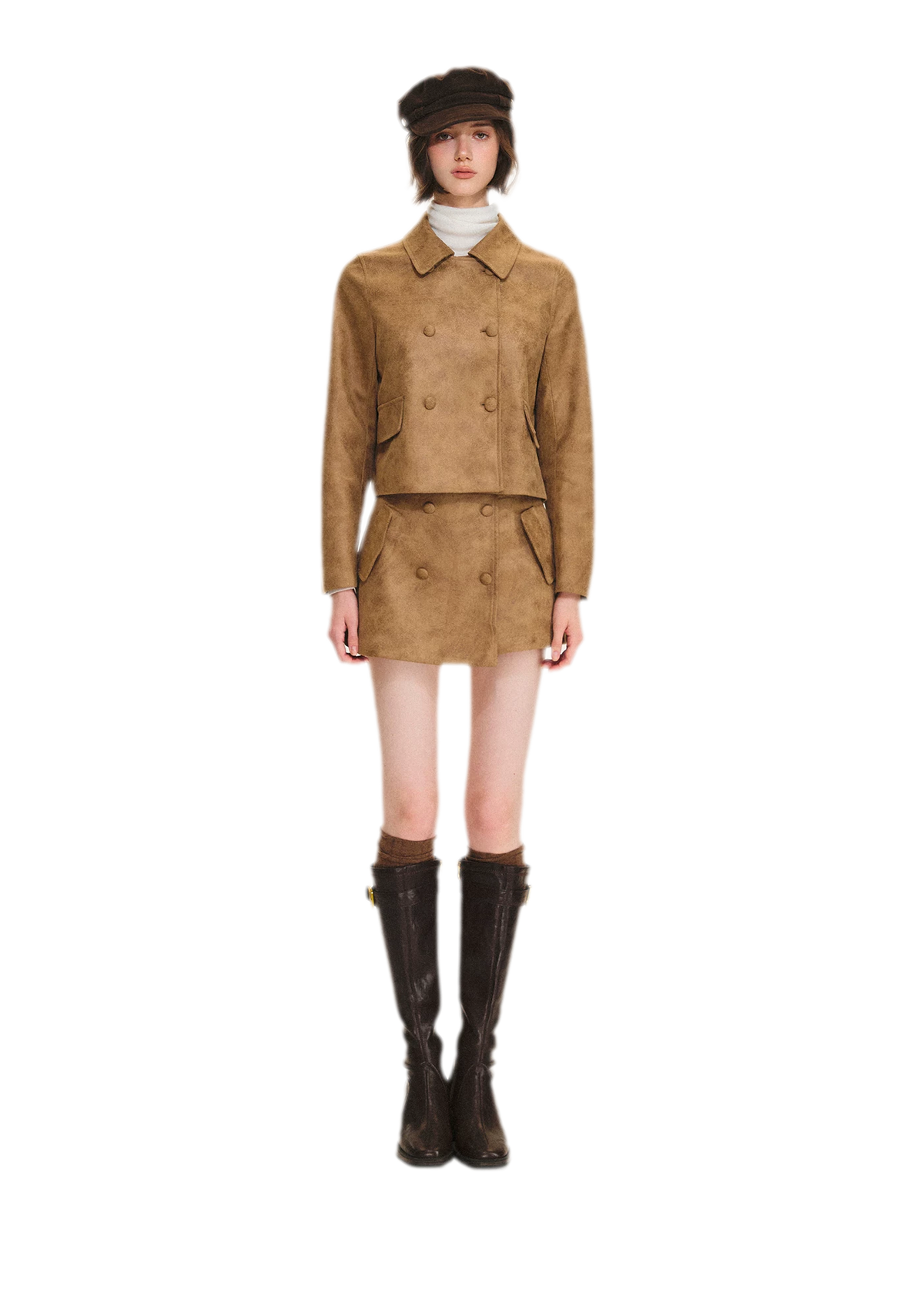 Distressed Leather Jacket Skort Set