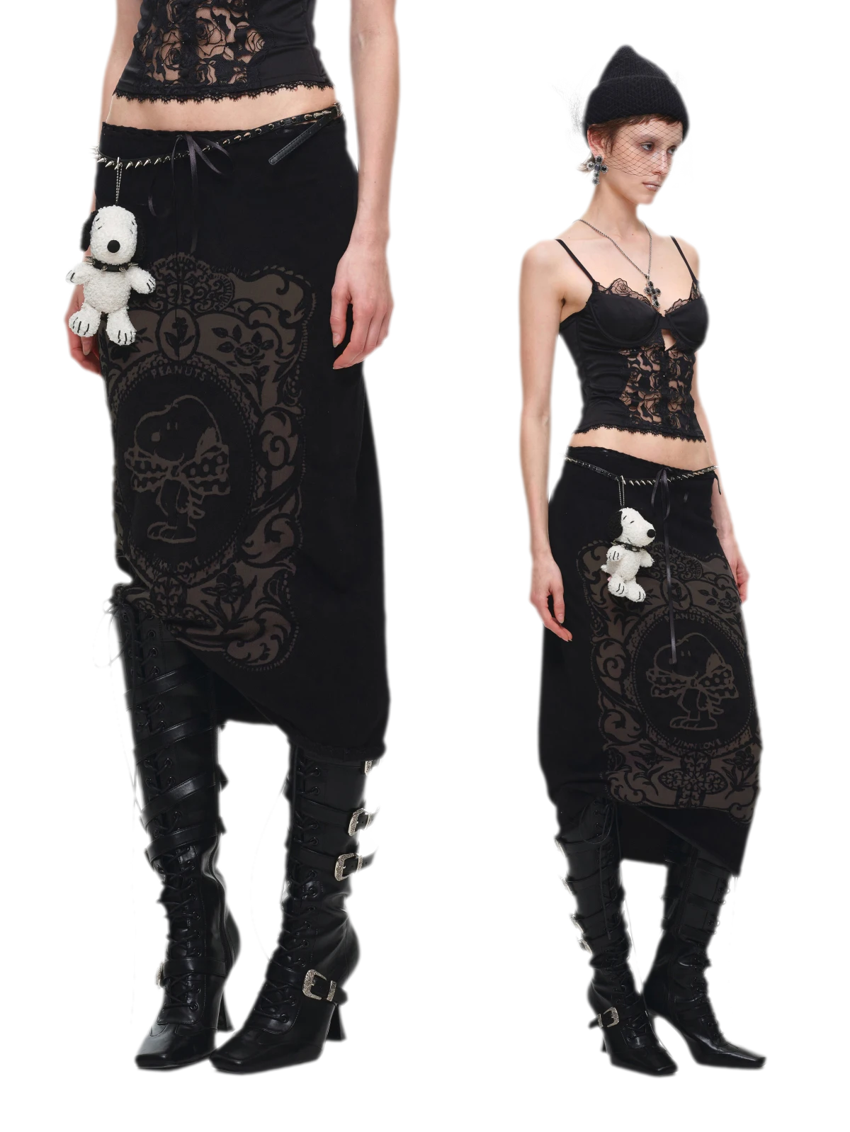 Burnout Graphic Midi Knit Skirt