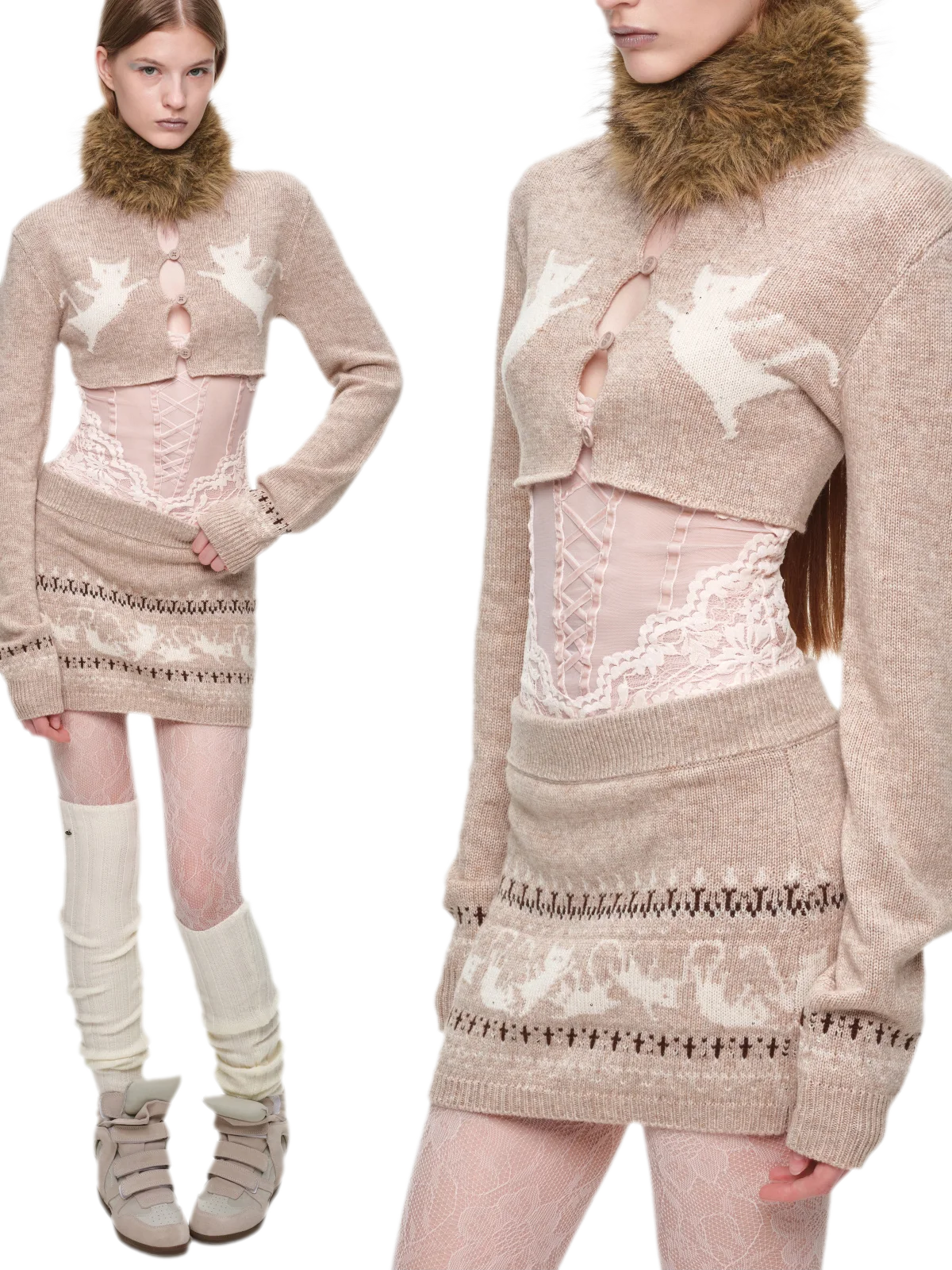 Ensemble en maille court Fair Isle