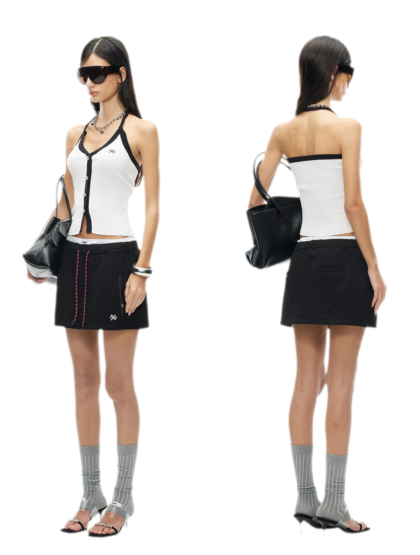 V-Neck Knitted Halter Vest