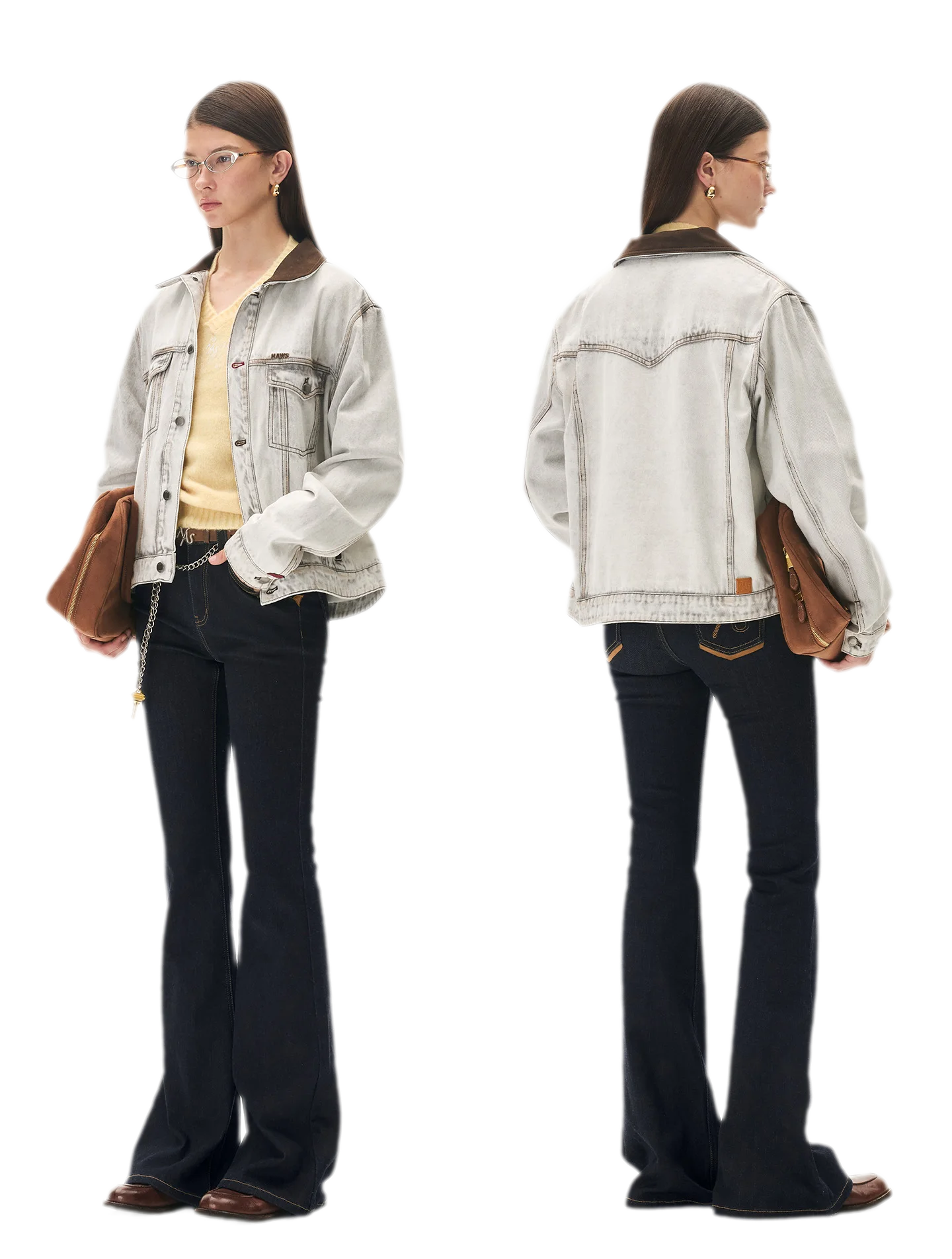 Wool Twill Slim Flare Jeans