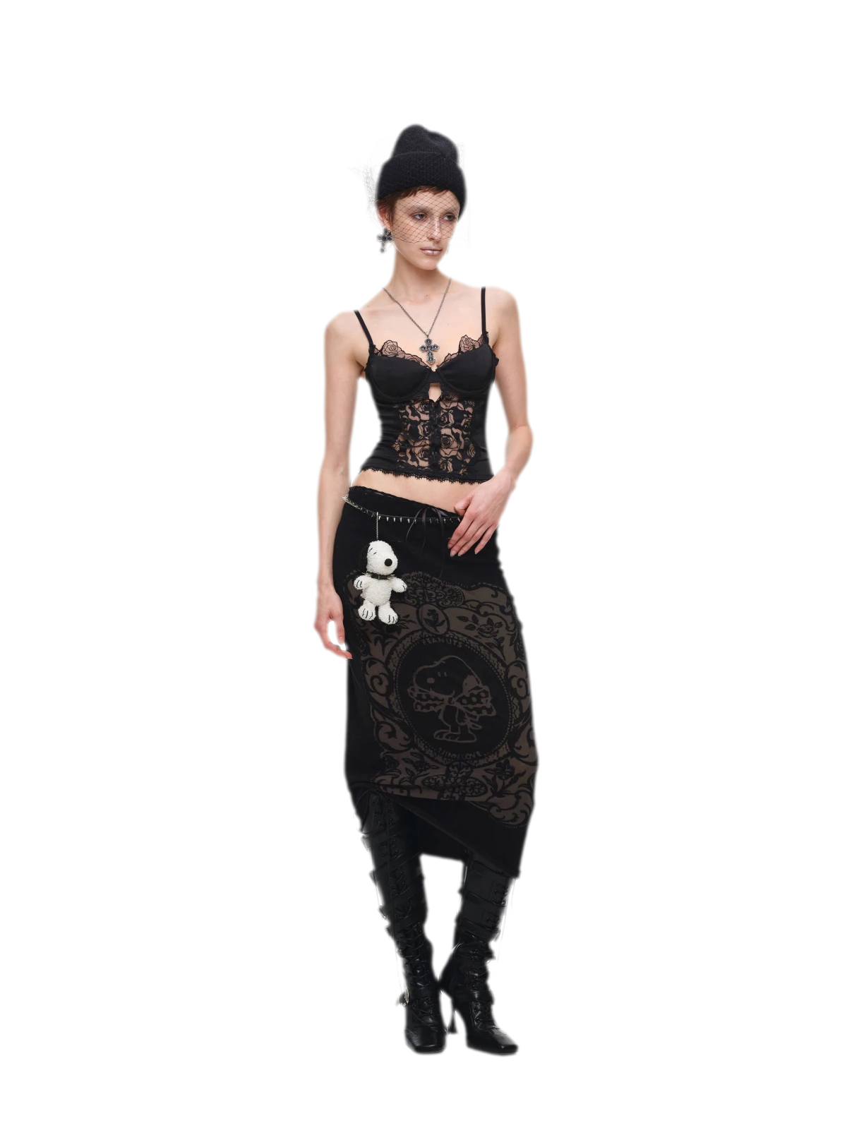 Burnout Graphic Midi Knit Skirt