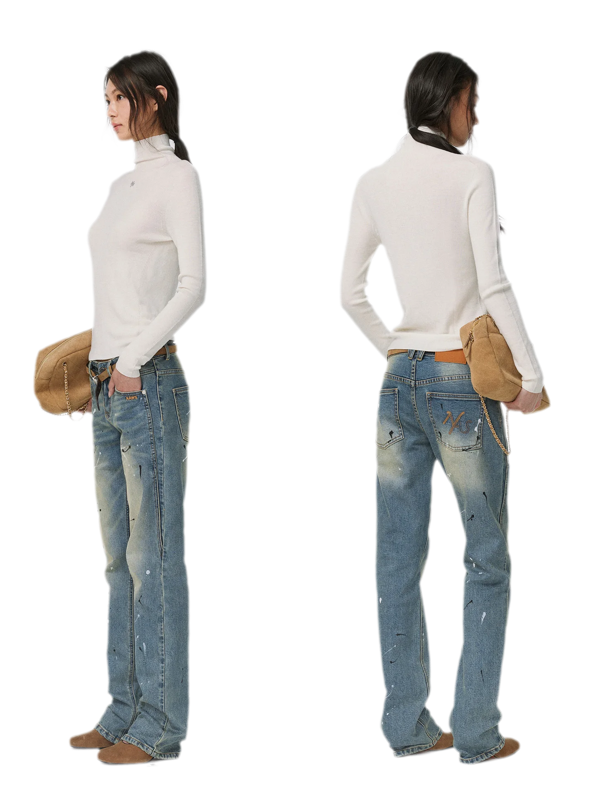 Gewaschene Distressed-Slim-Jeans