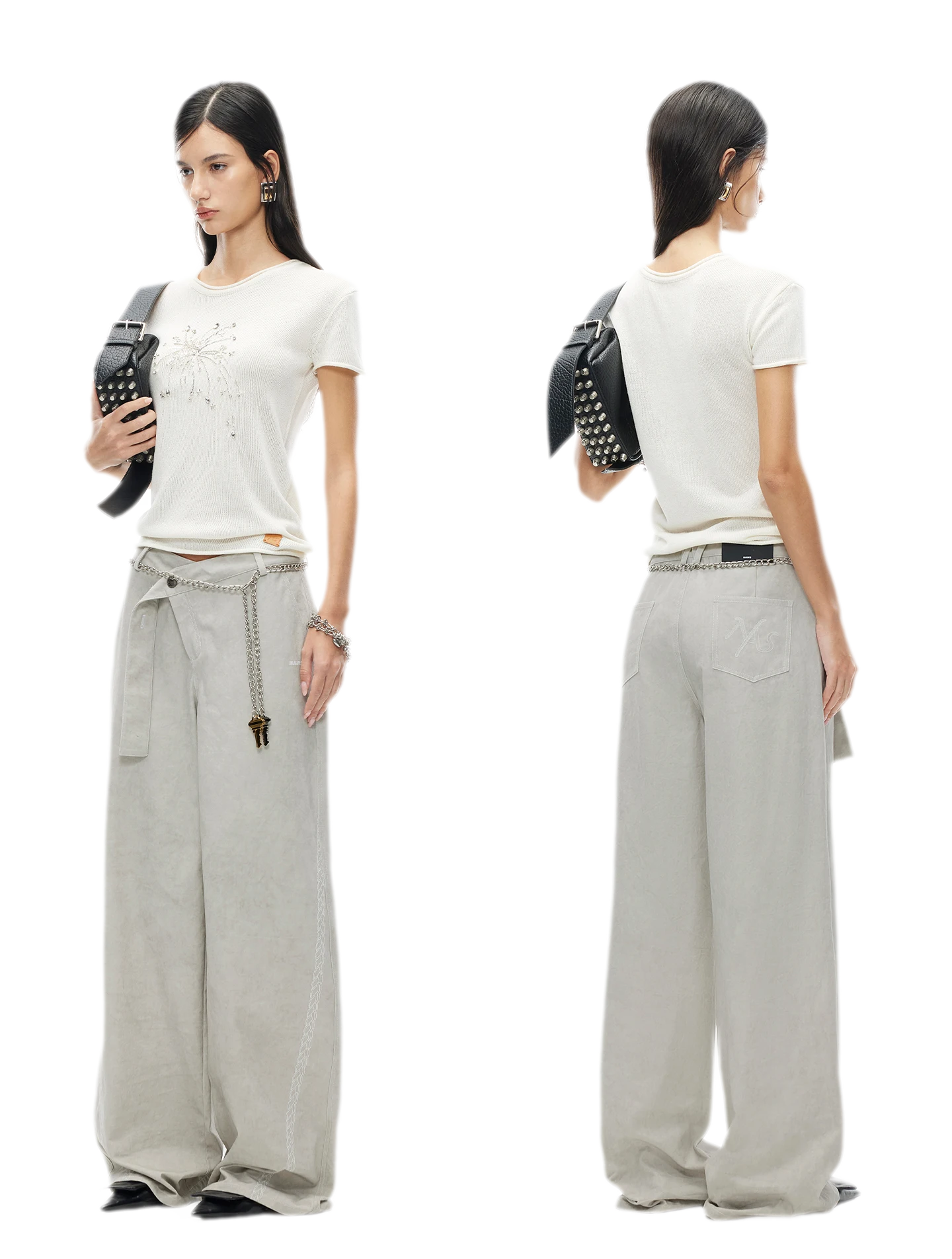 Wheat Ear Wide-Leg Casual Pants