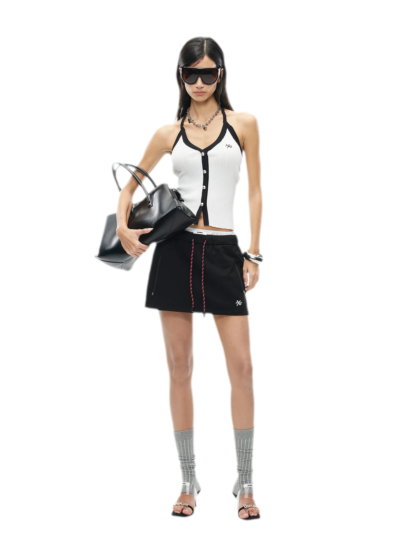 V-Neck Knitted Halter Vest