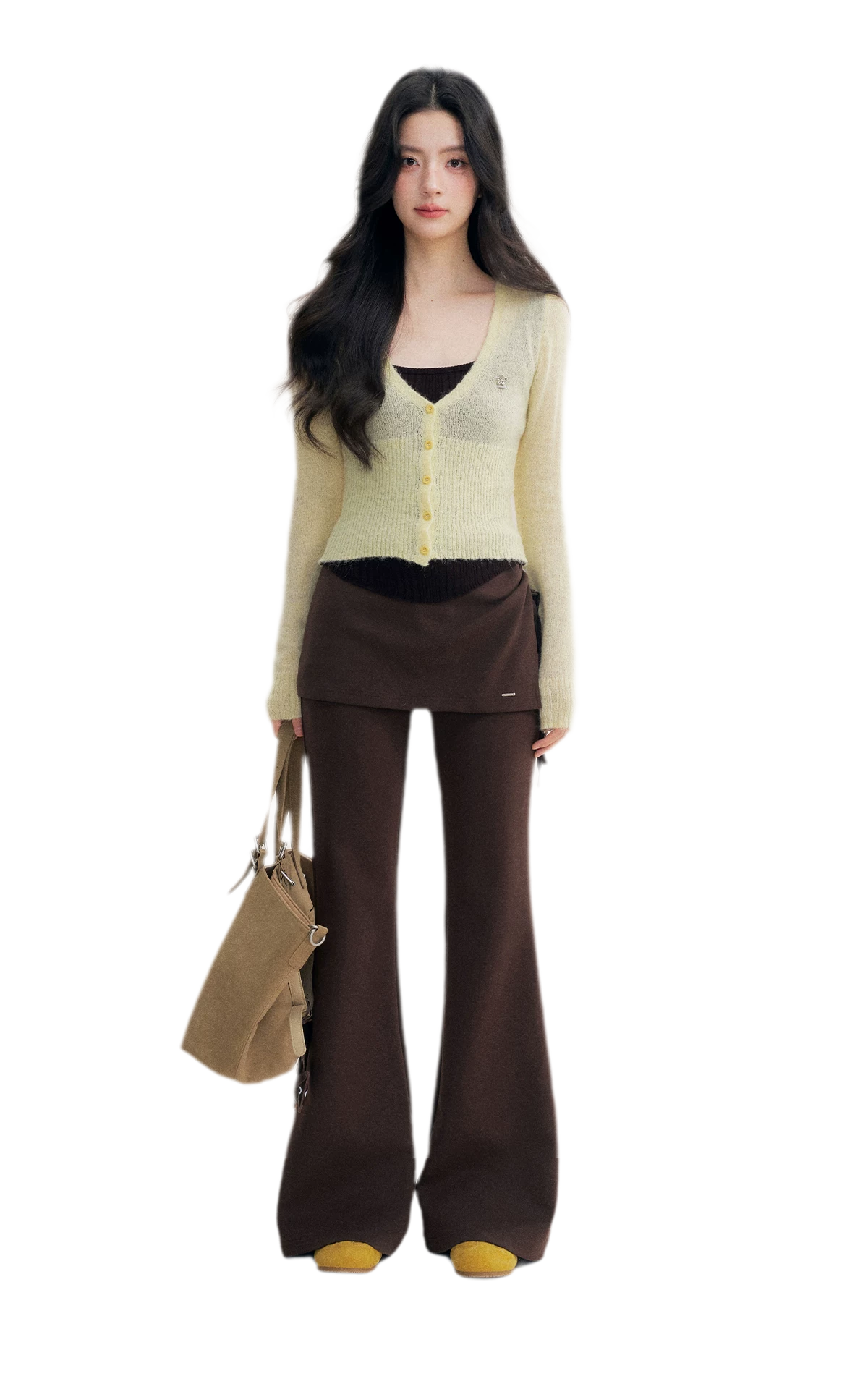 Brushed Contrast V-Neck Sweater