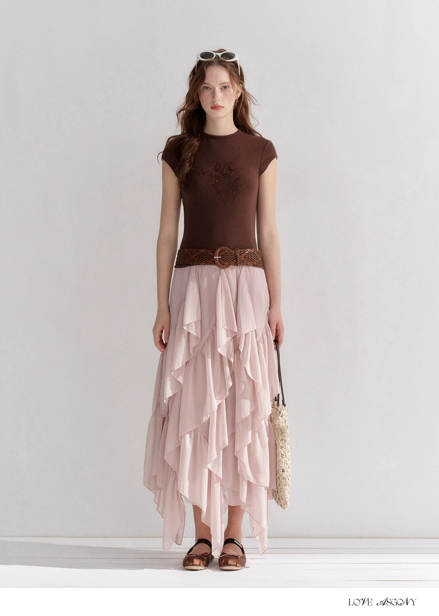 Irregular Ruffle Edge Chiffon Skirt