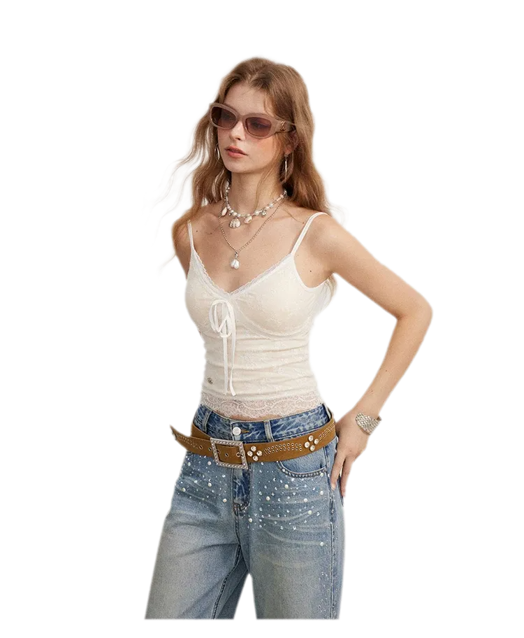 Lace Bow Jacquard Cami