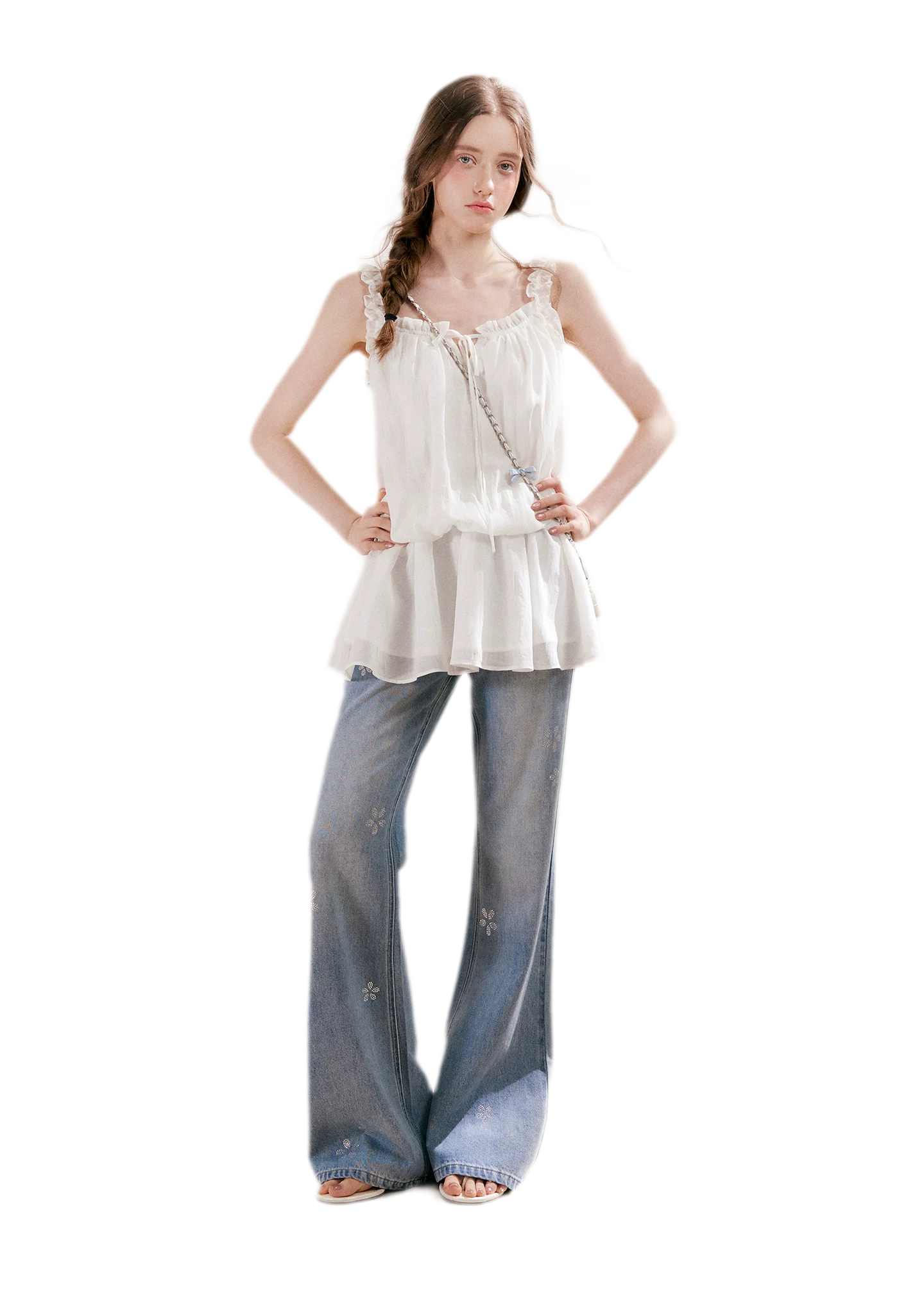 Rhinestone Micro-Flare Jeans
