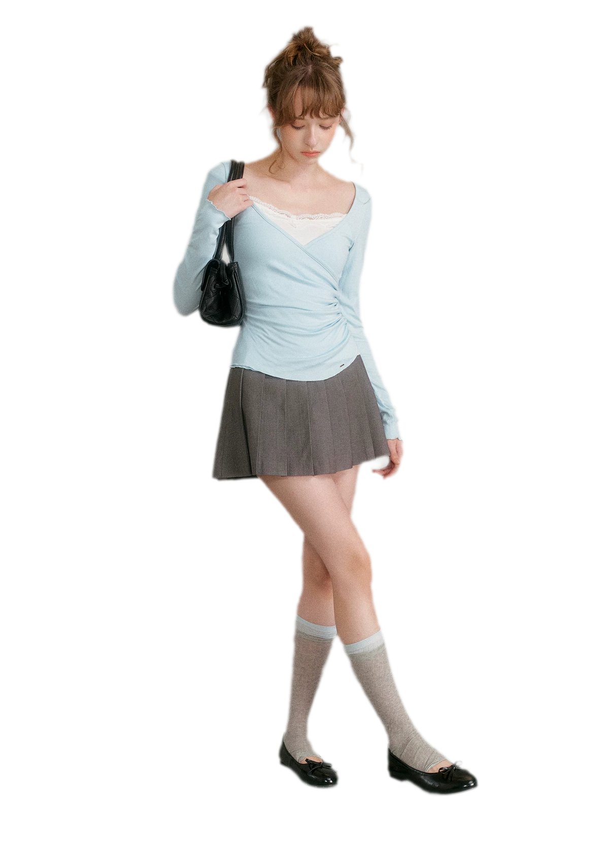Lace Crossover Slim T-Shirt