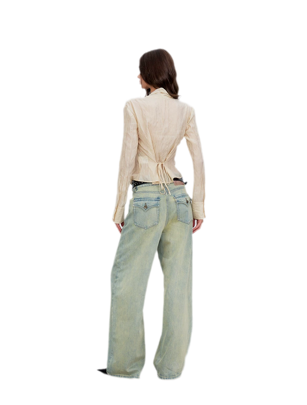Crinkled Tie Waist Shirt
