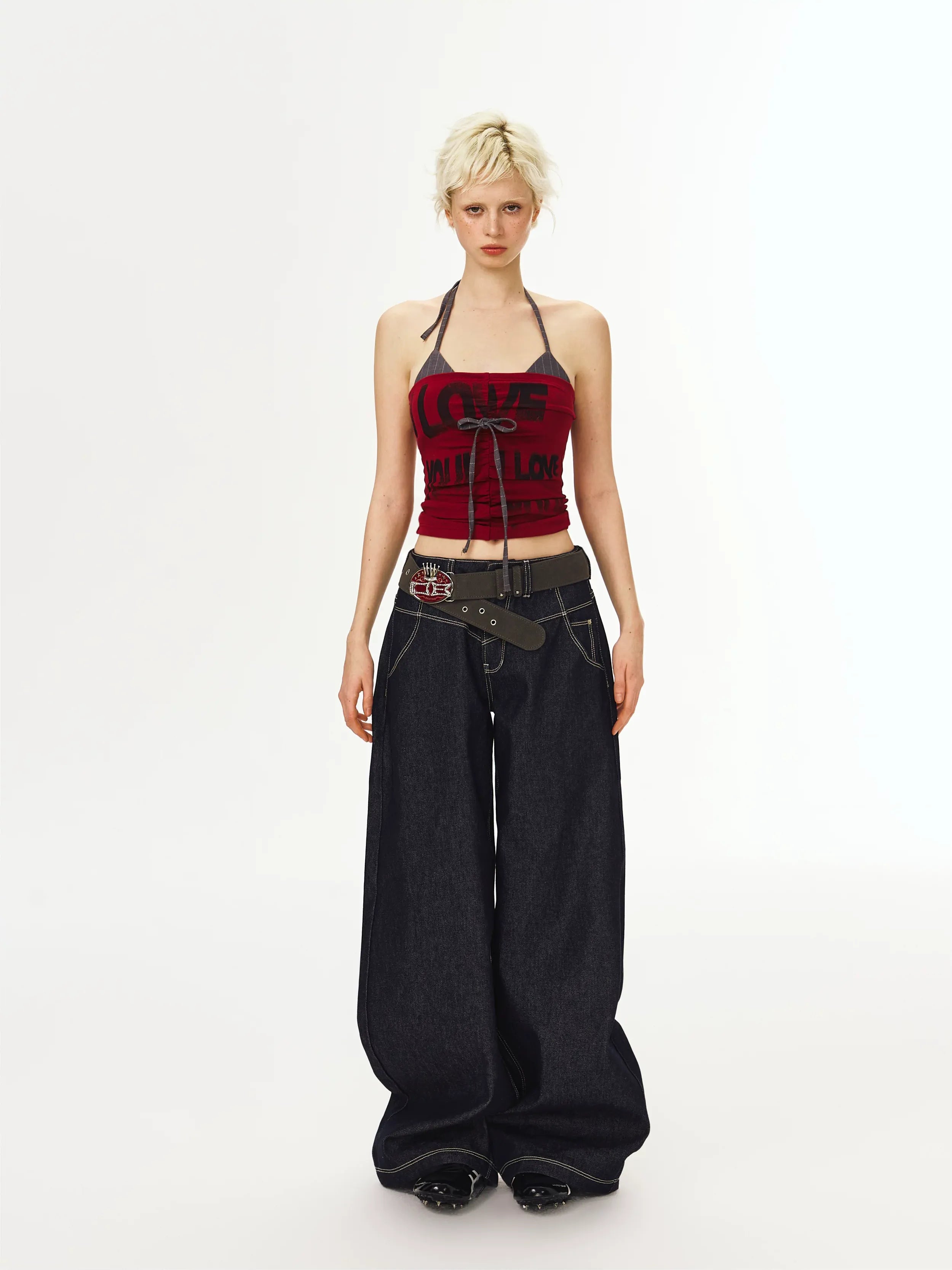 Halter Ruched Bustier Top