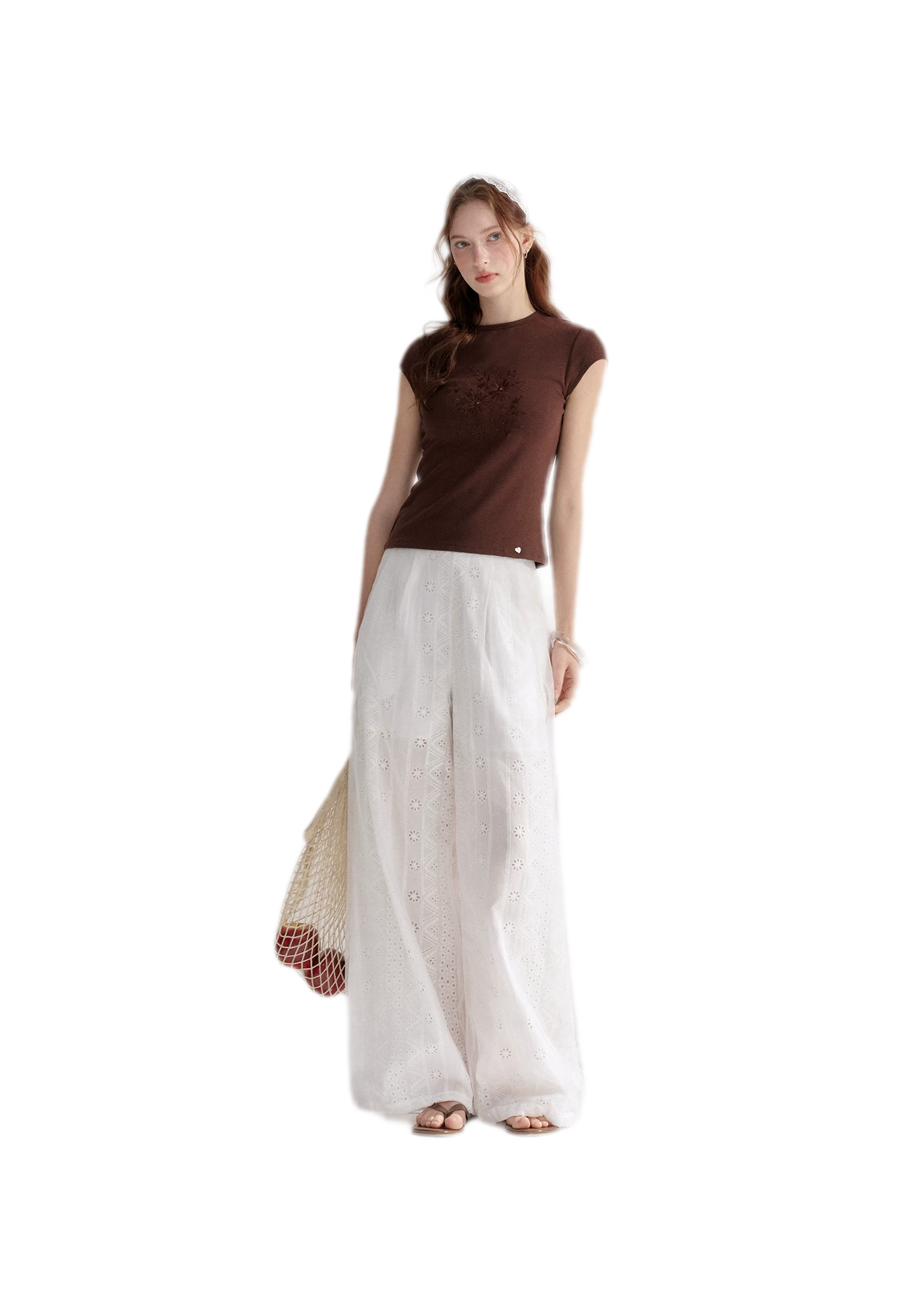Sheer Eyelet Lantern Pants