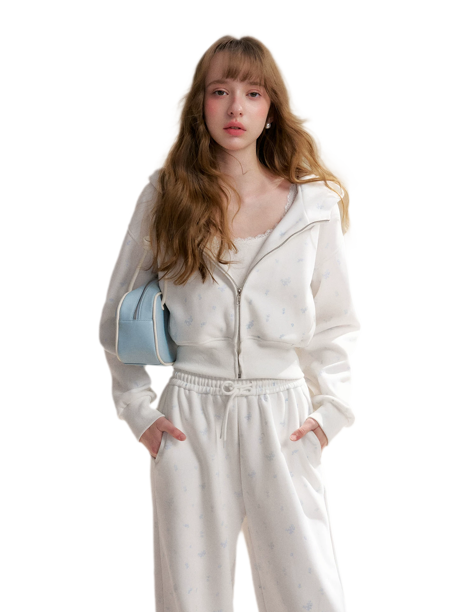 Rose Print Hoodie and Pants Set