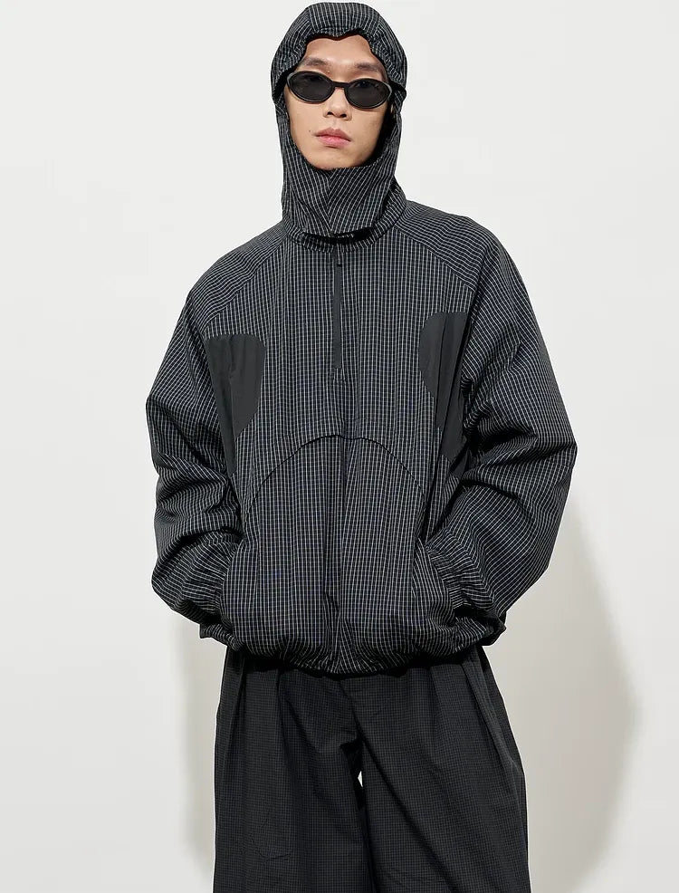 Checked Zip Pullover Jacket